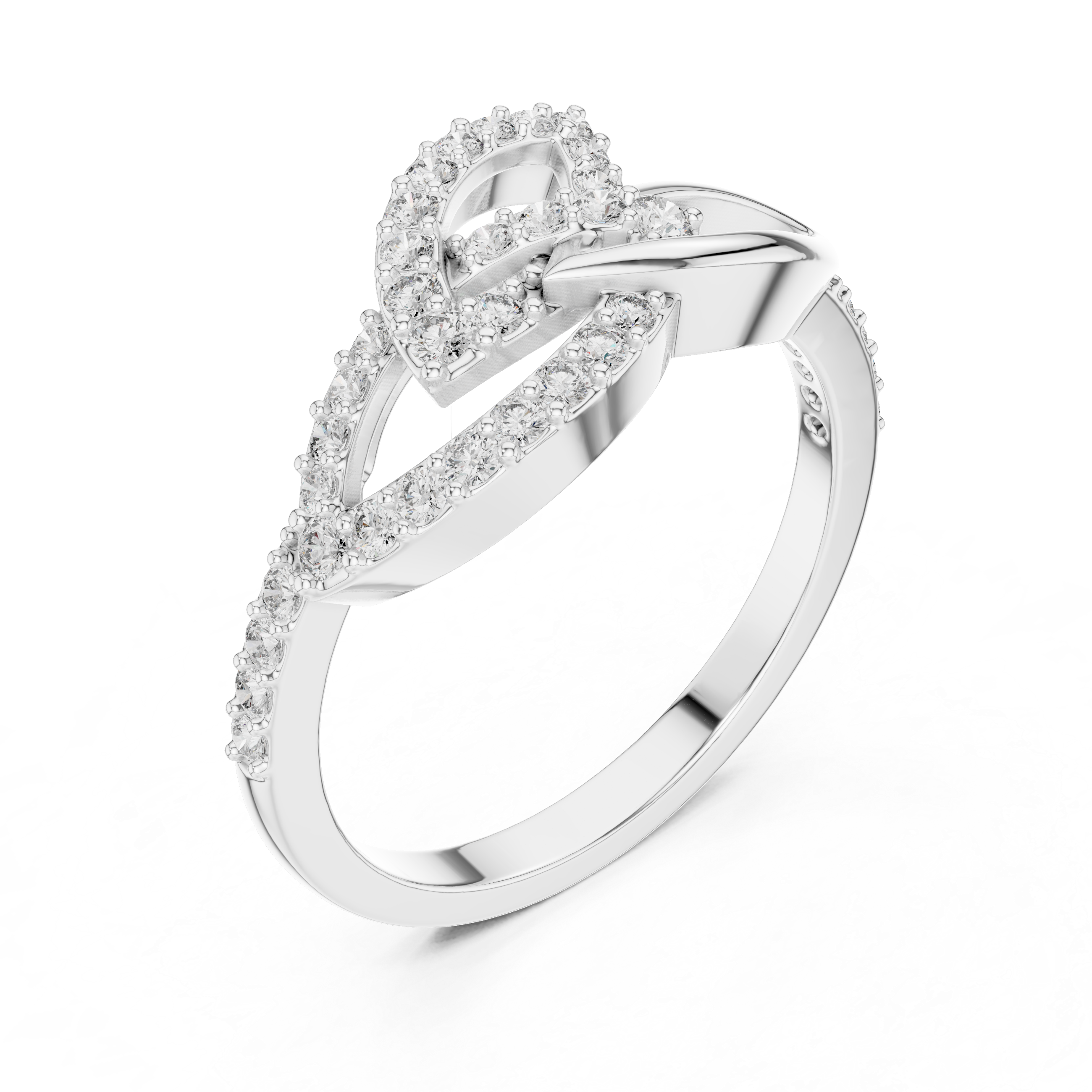 Gold Diamond Ring with Twisted Band Design