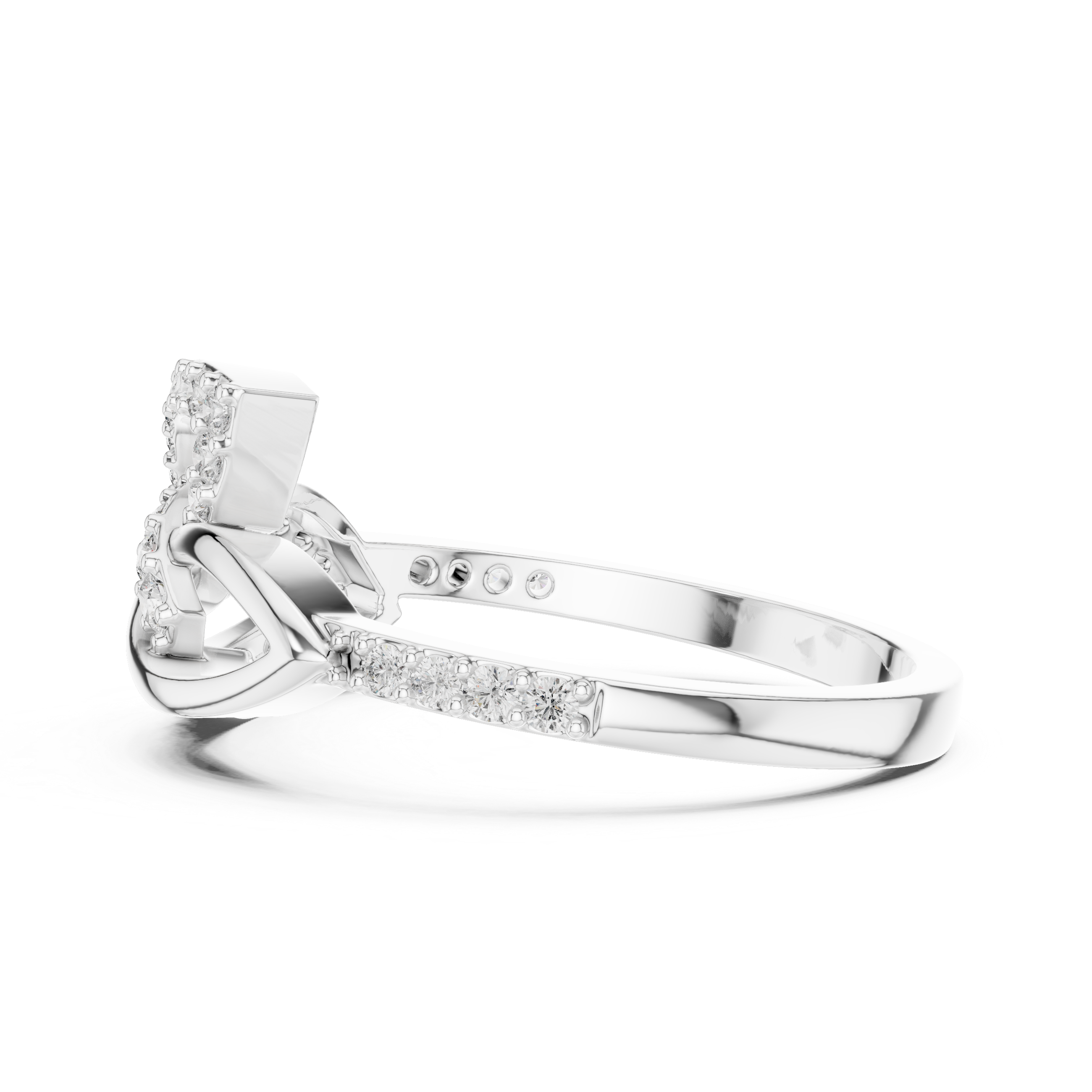 Gold Diamond Ring with Twisted Band Design