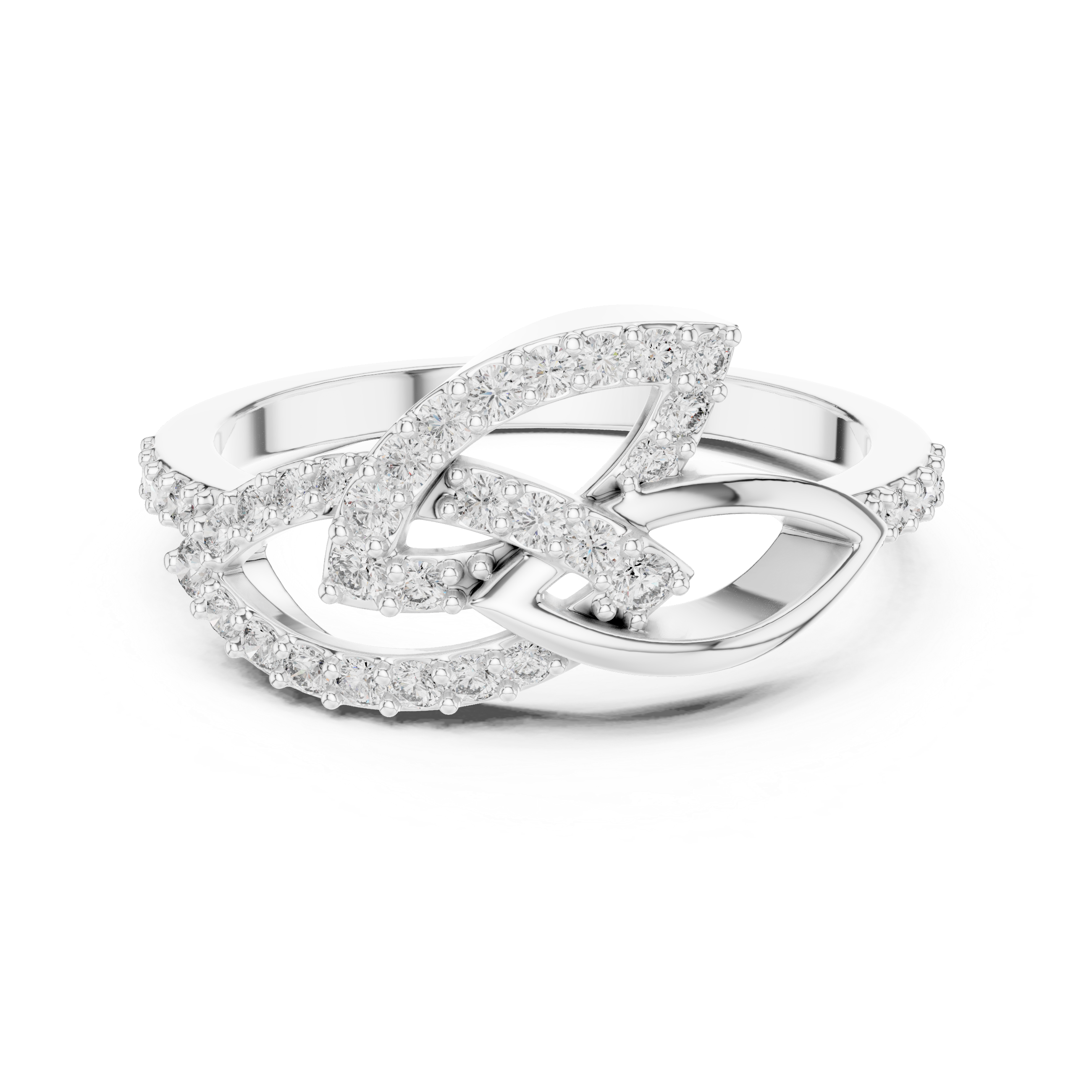 Gold Diamond Ring with Twisted Band Design