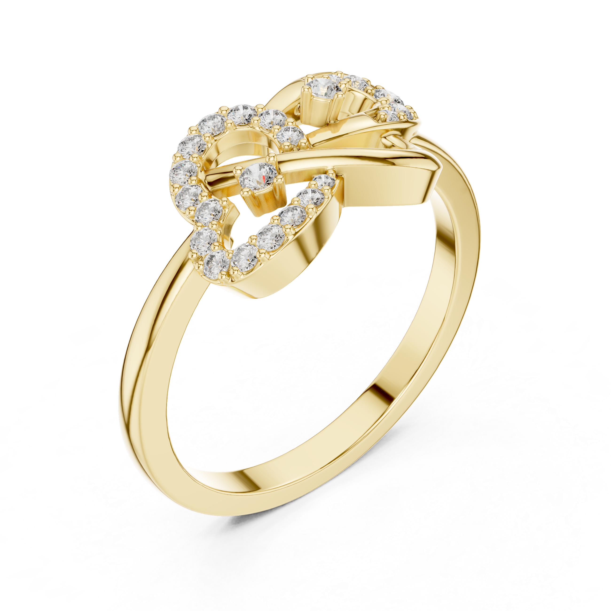 Stylized Infinity-Inspired Yellow Gold Diamond Ring