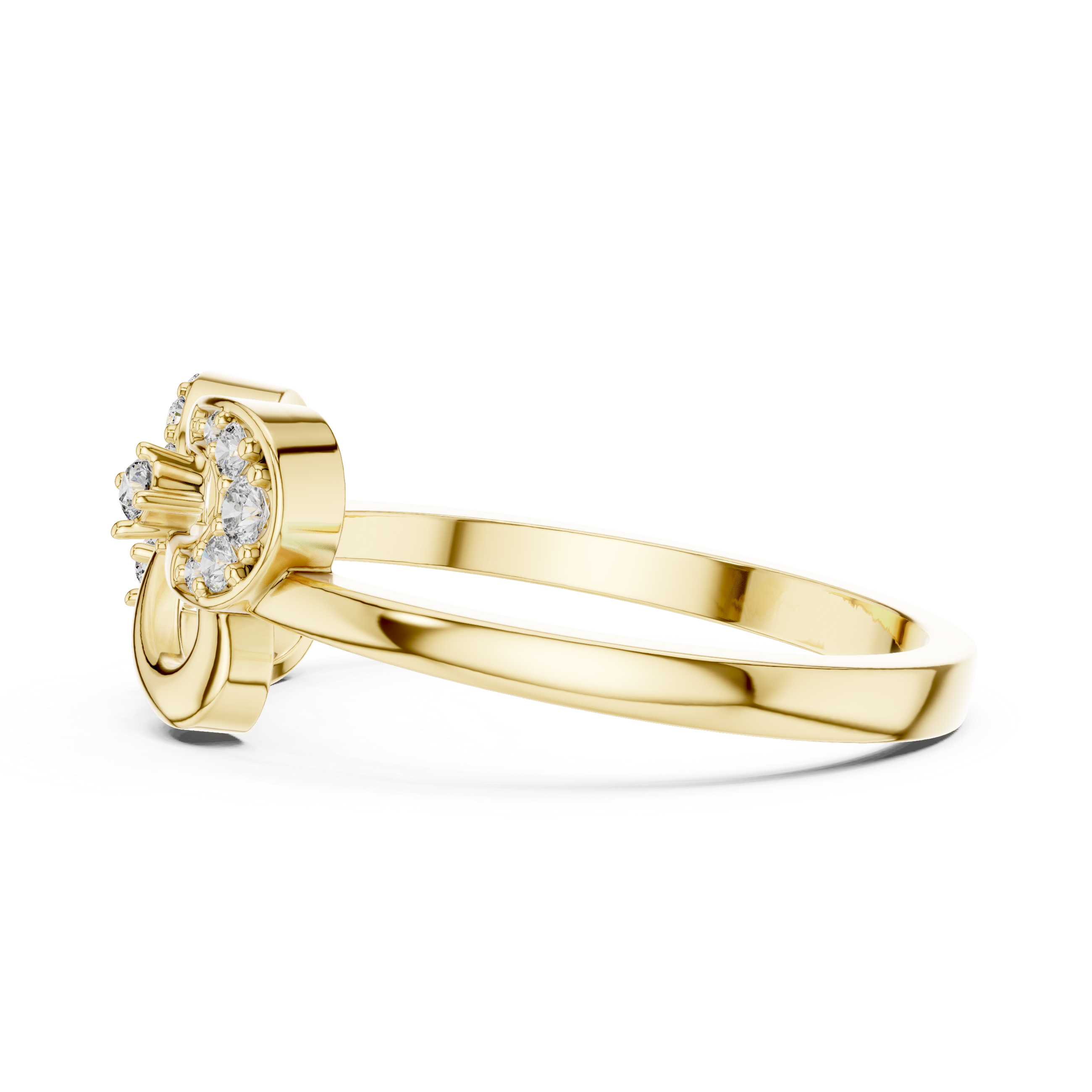 Stylized Infinity-Inspired Yellow Gold Diamond Ring