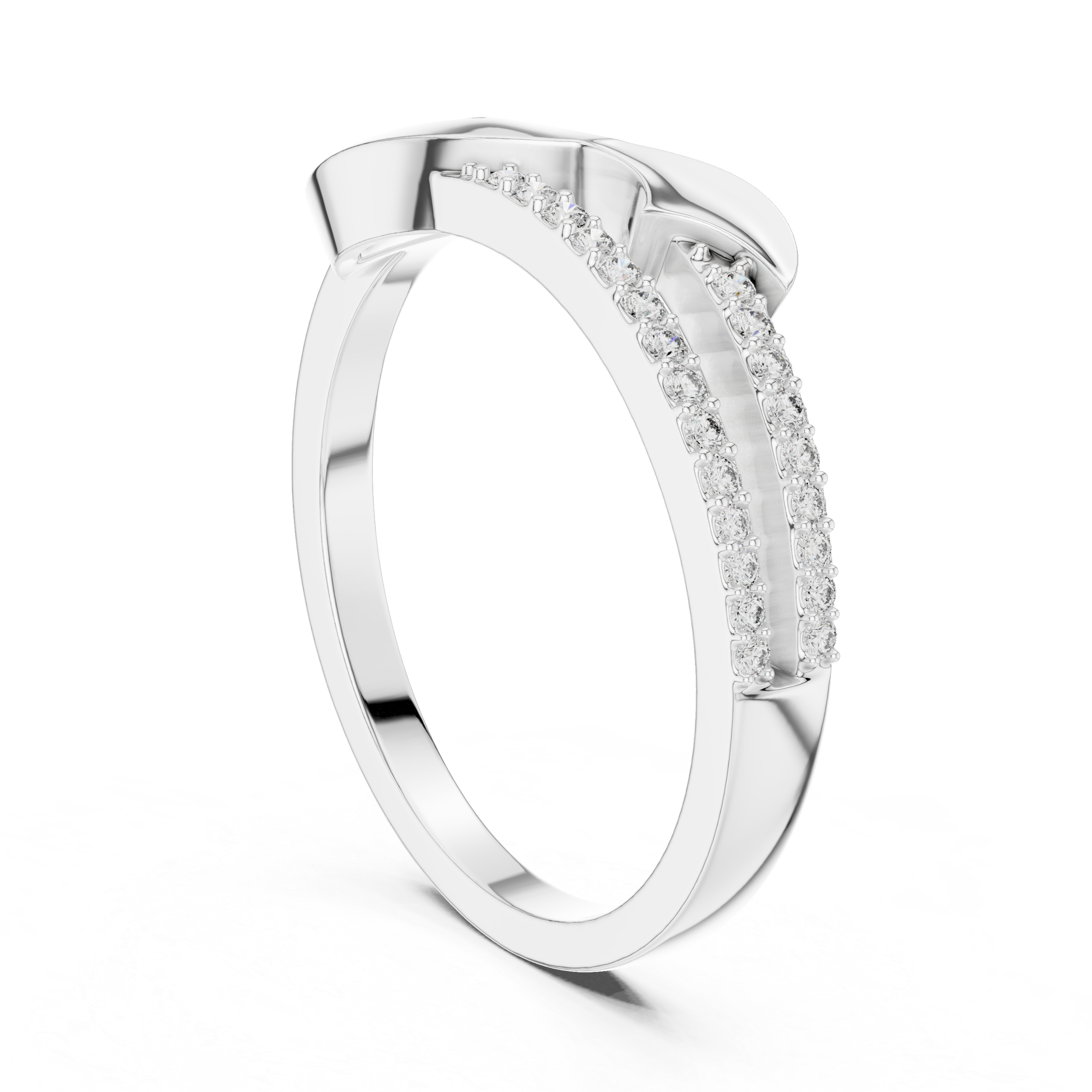 Modern Yellow Gold Ring with Dual Diamond-Studded Bands