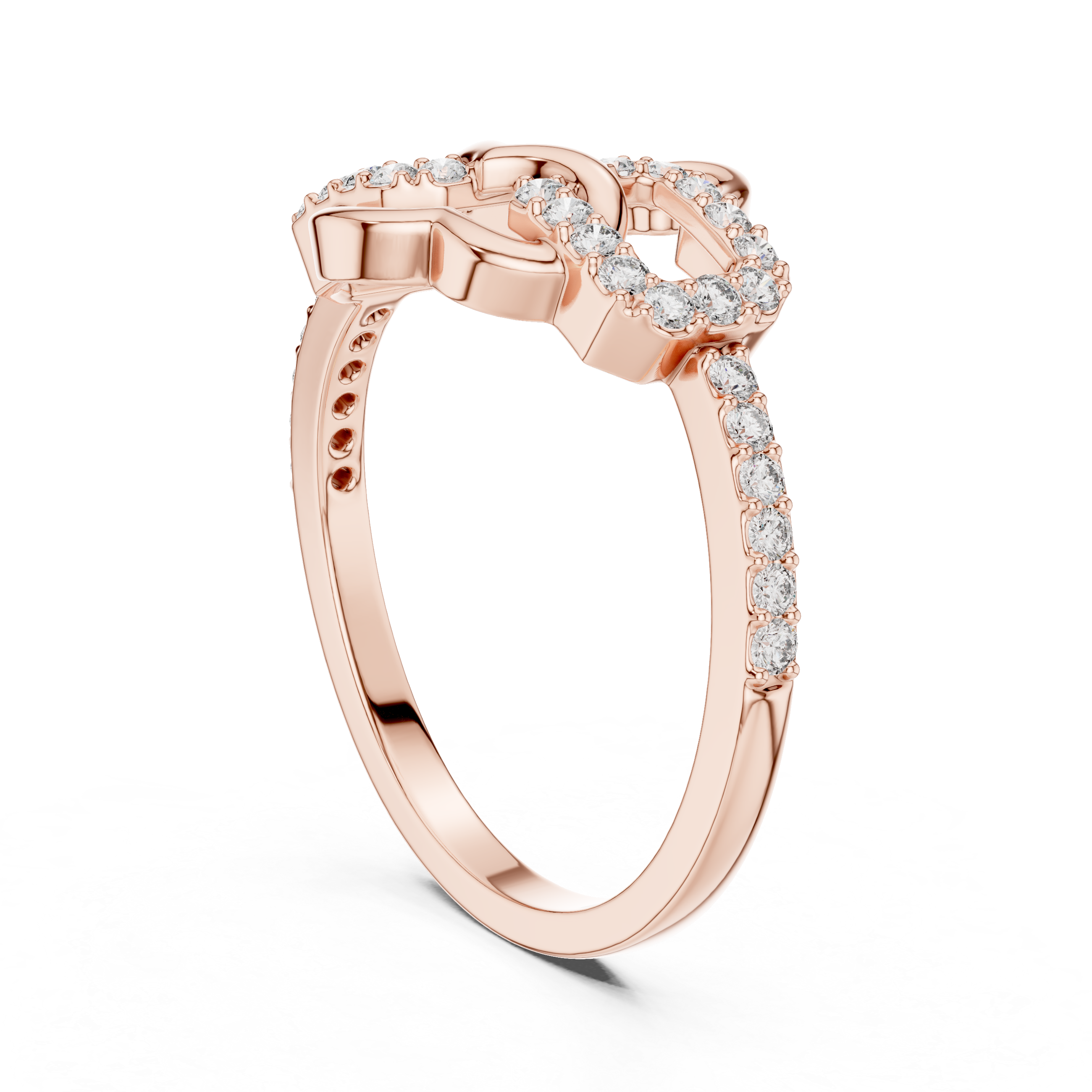Elegant Yellow Gold Ring with Interlocking Diamond-Accented Loops