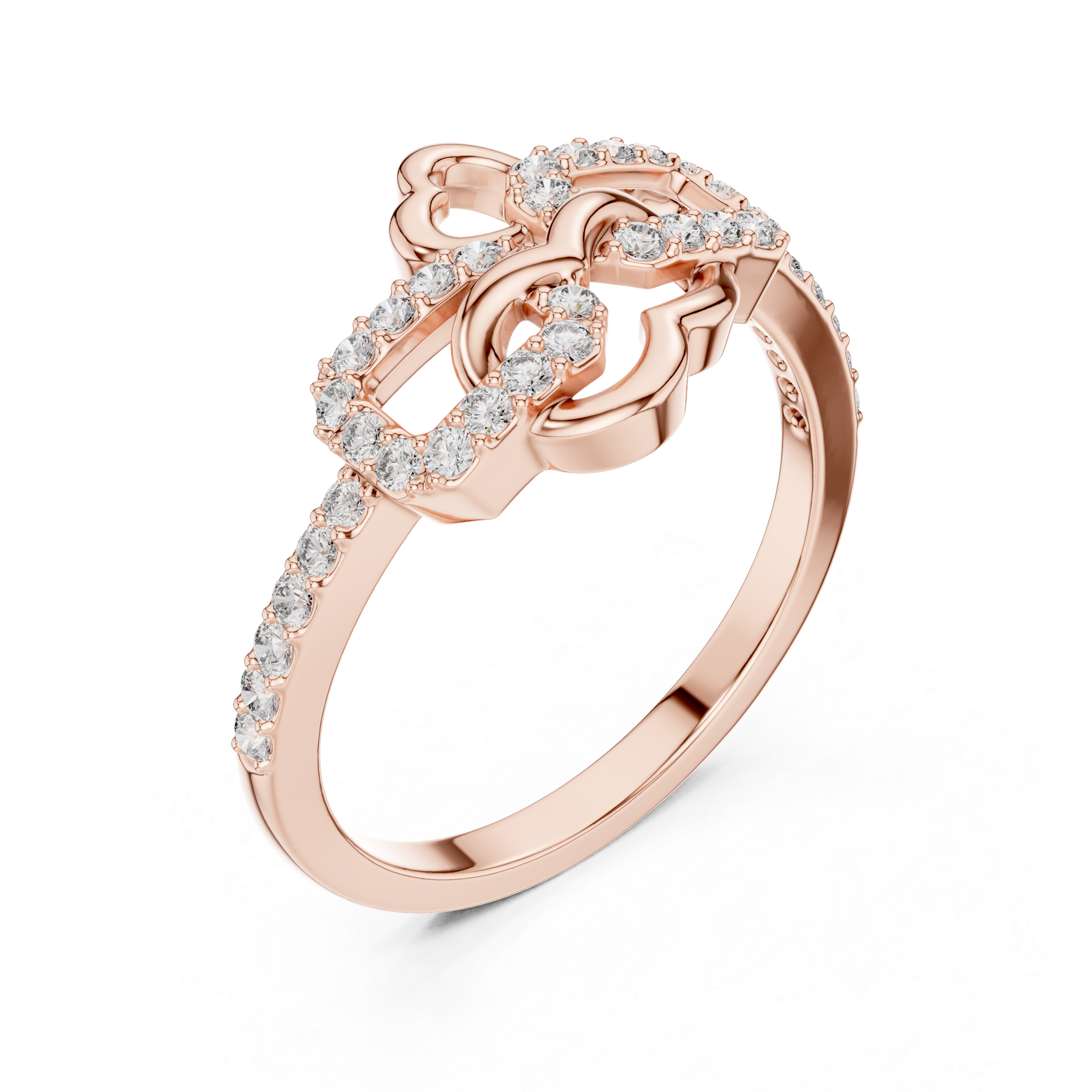 Elegant Yellow Gold Ring with Interlocking Diamond-Accented Loops