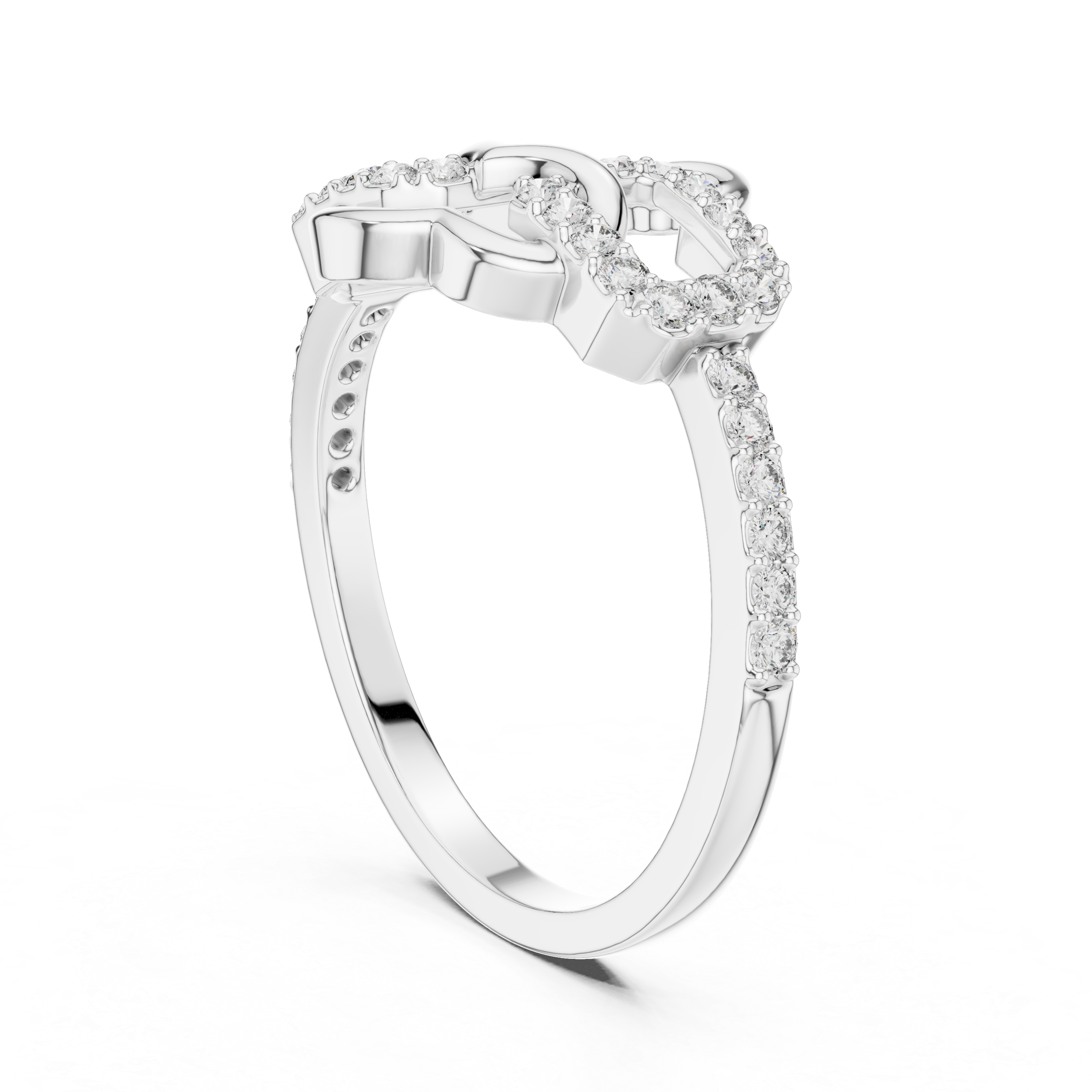 Elegant Yellow Gold Ring with Interlocking Diamond-Accented Loops