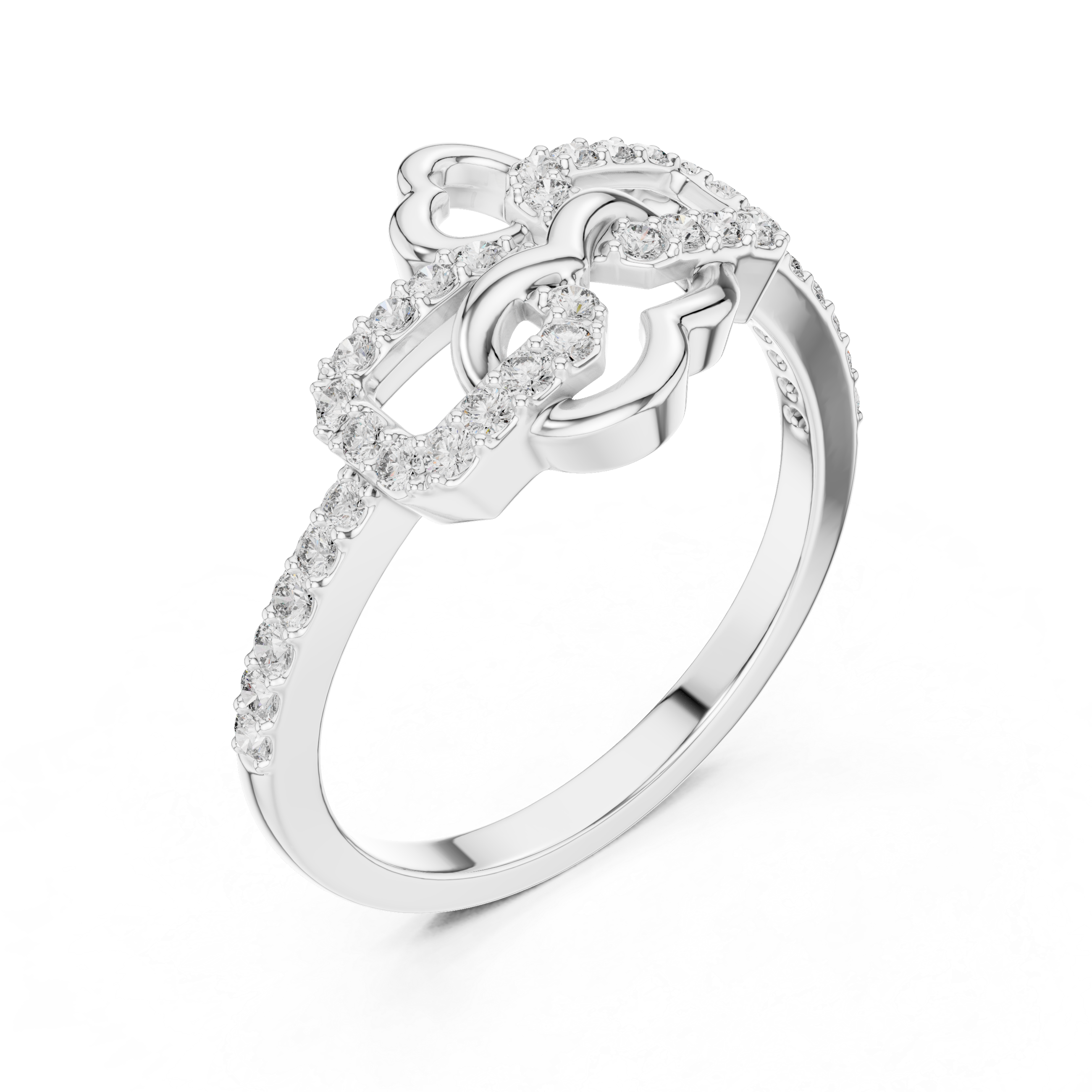 Elegant Yellow Gold Ring with Interlocking Diamond-Accented Loops