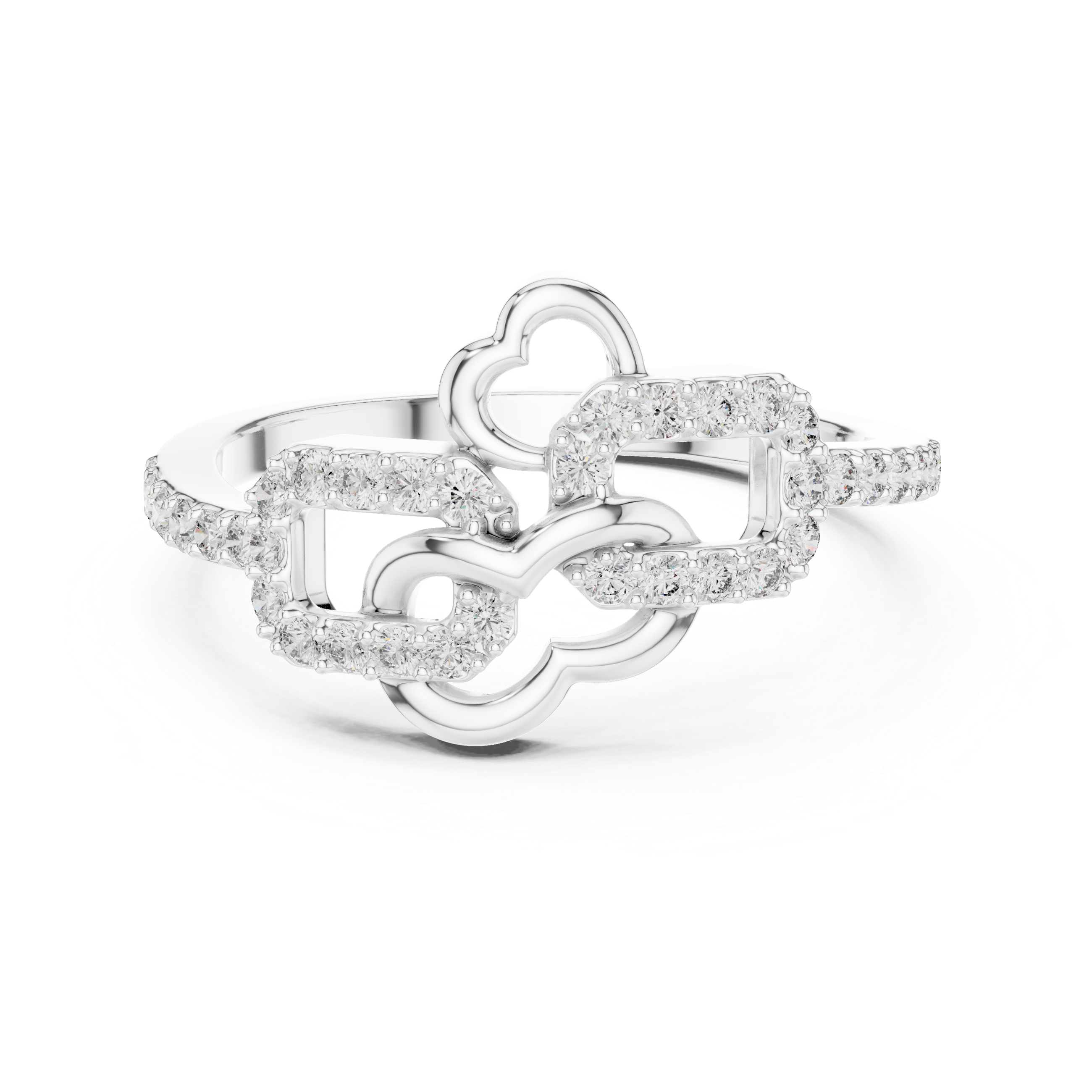 Elegant Yellow Gold Ring with Interlocking Diamond-Accented Loops