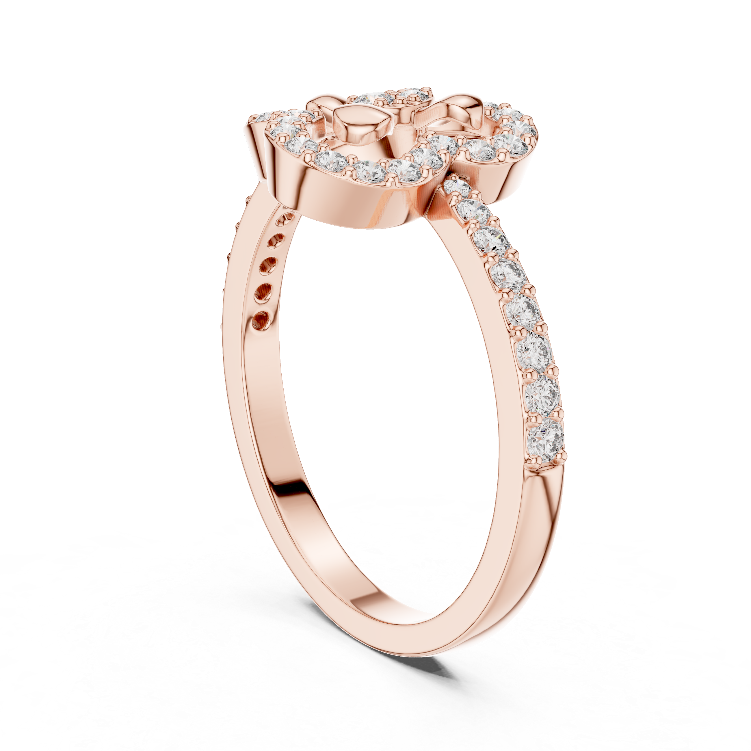 Graceful Yellow Gold Ring with Heart-Shaped Diamond Outline