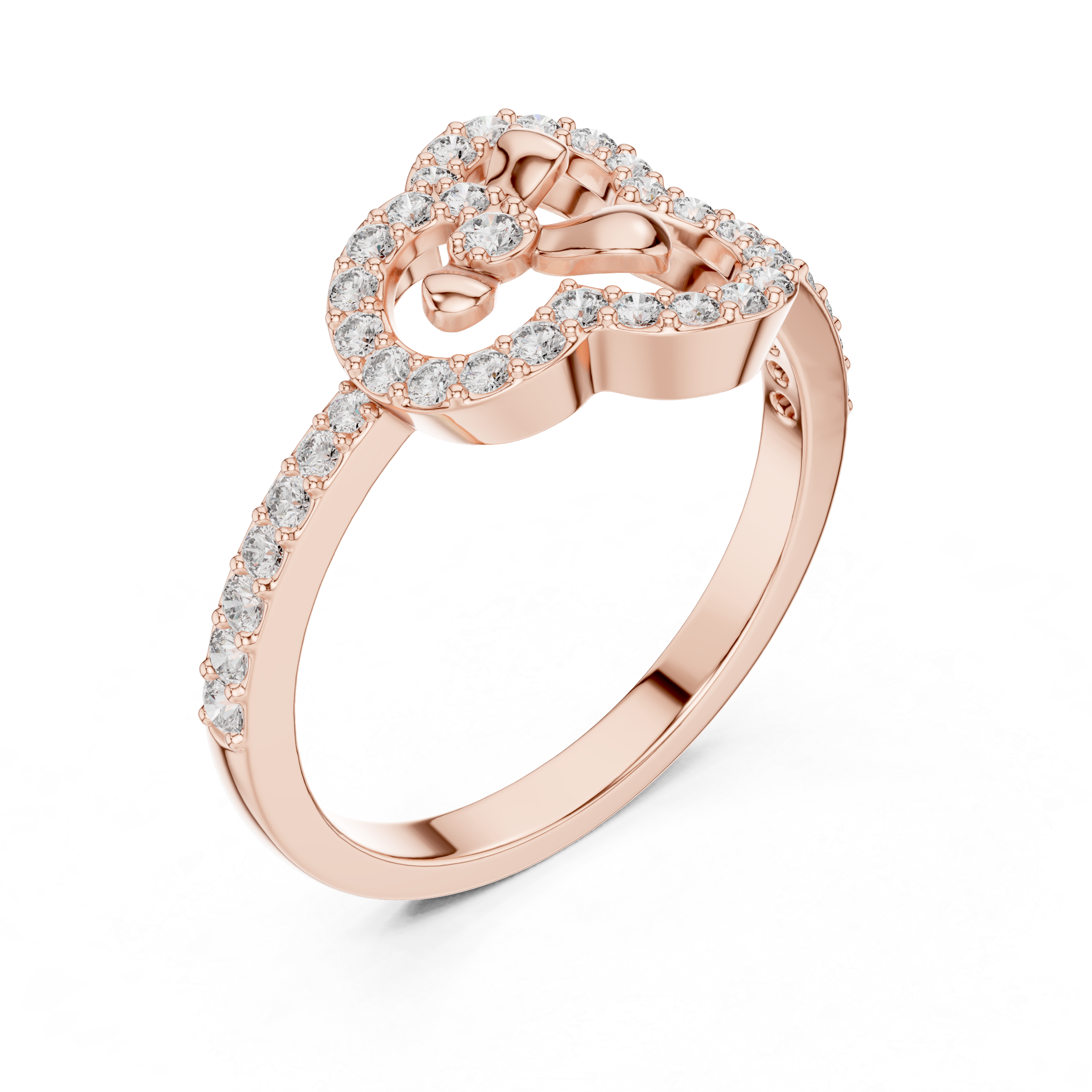 Graceful Yellow Gold Ring with Heart-Shaped Diamond Outline