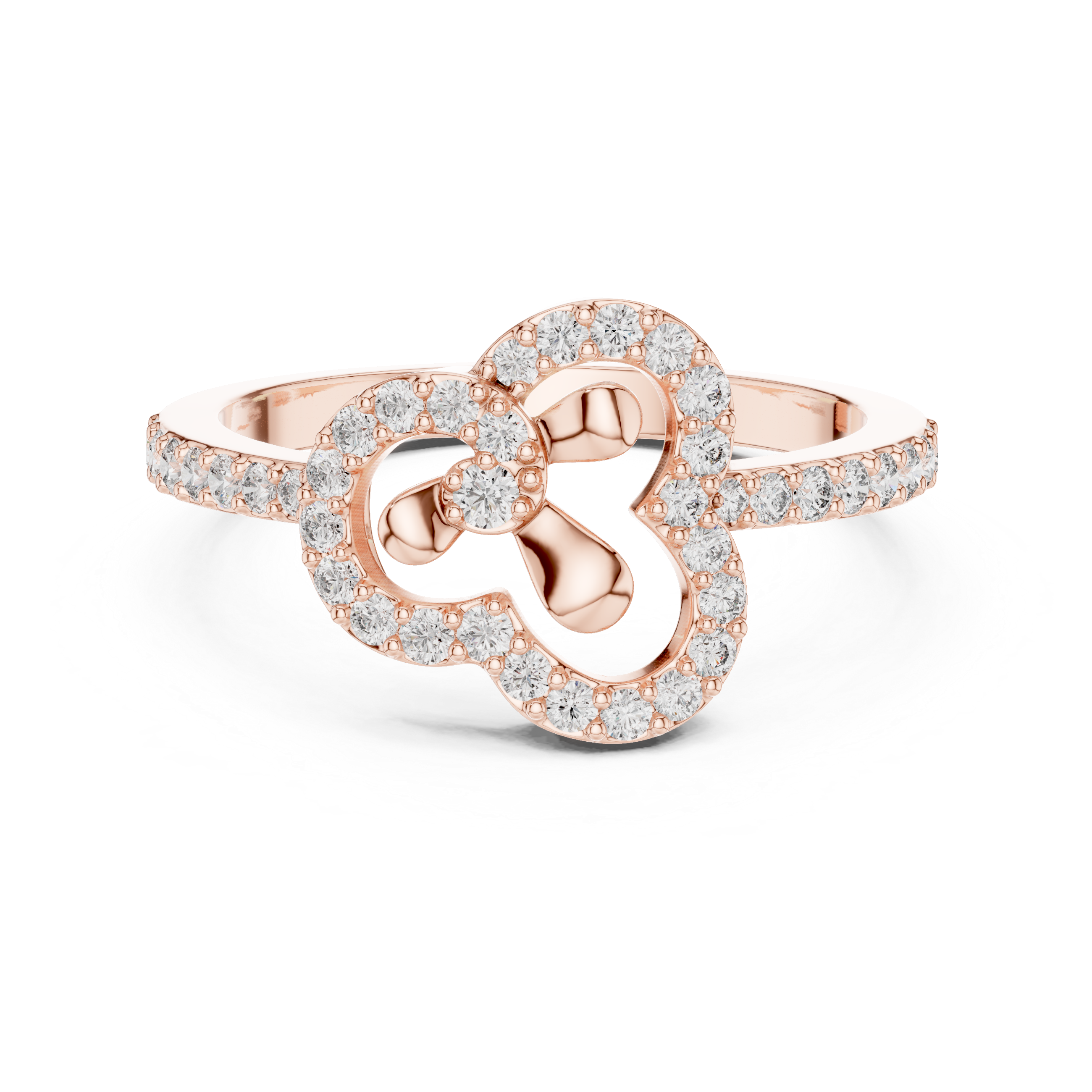 Graceful Yellow Gold Ring with Heart-Shaped Diamond Outline
