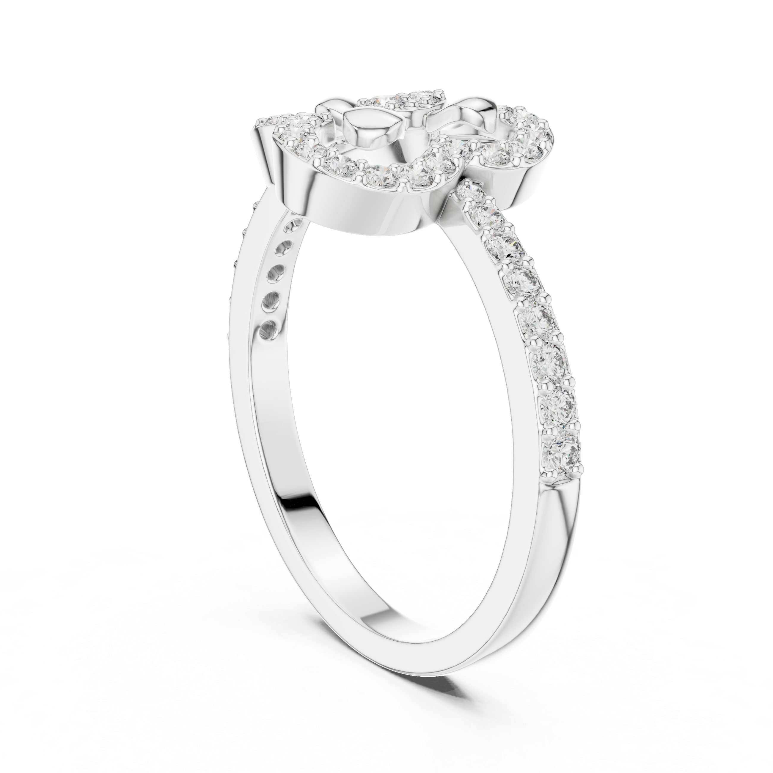 Graceful Yellow Gold Ring with Heart-Shaped Diamond Outline