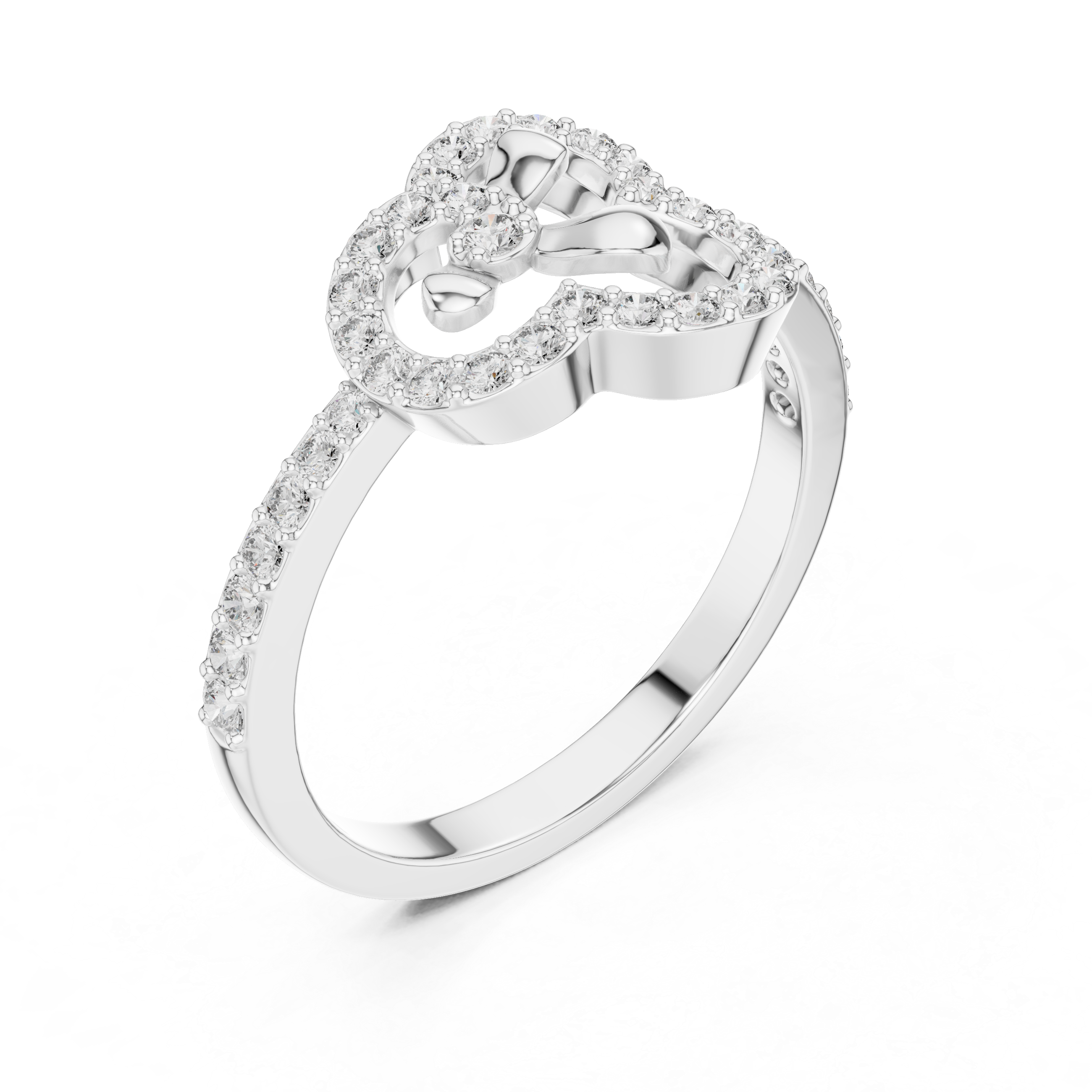 Graceful Yellow Gold Ring with Heart-Shaped Diamond Outline