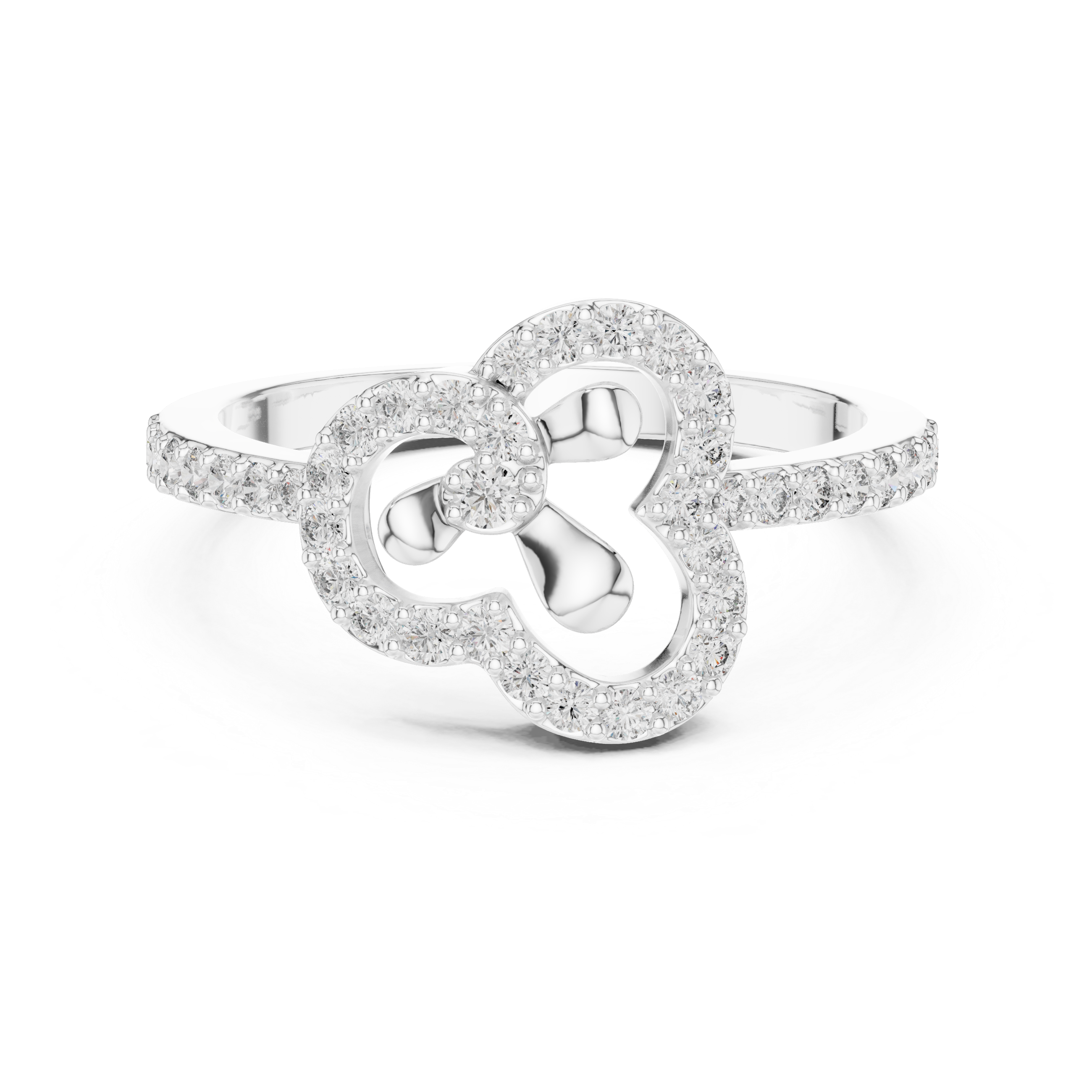 Graceful Yellow Gold Ring with Heart-Shaped Diamond Outline