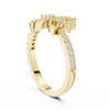 Filigree band ring with intricate cutwork and diamond accents.