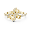 Yellow Gold Ring with Elegant Teardrop and Swirl Diamond Accents