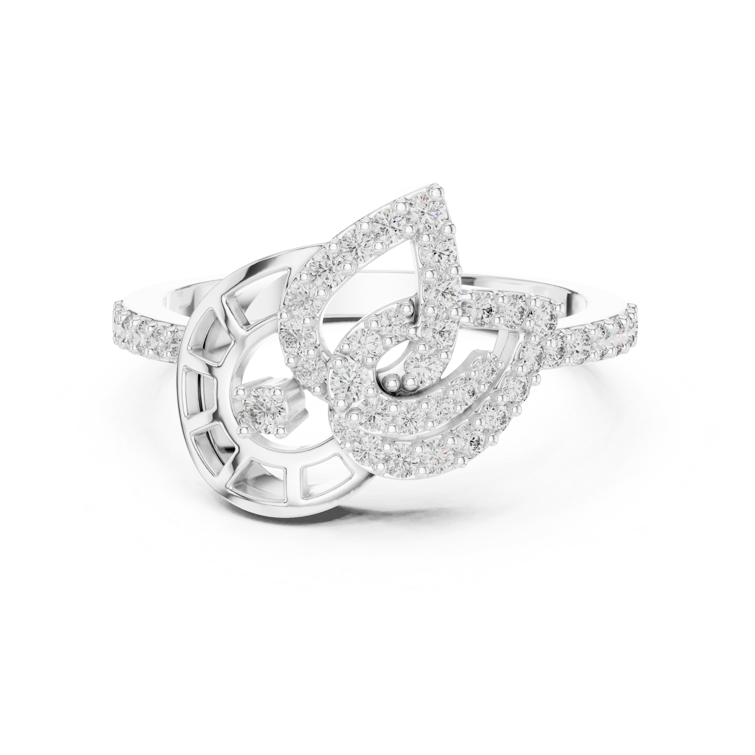 Yellow Gold Ring with Openwork Base and Curved Diamond Accents