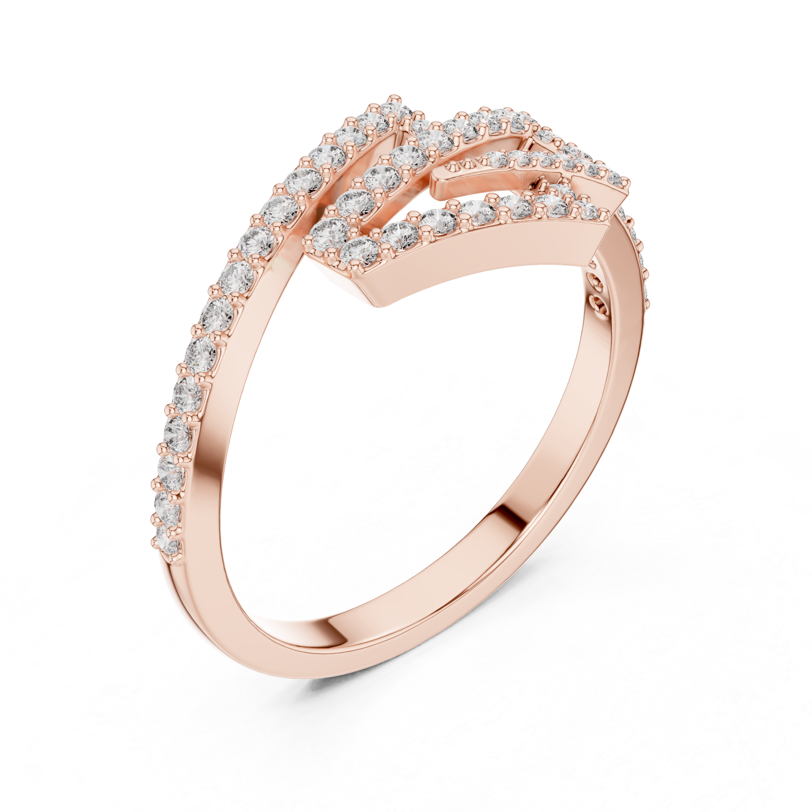 Rose Gold Diamond Chevron Ring