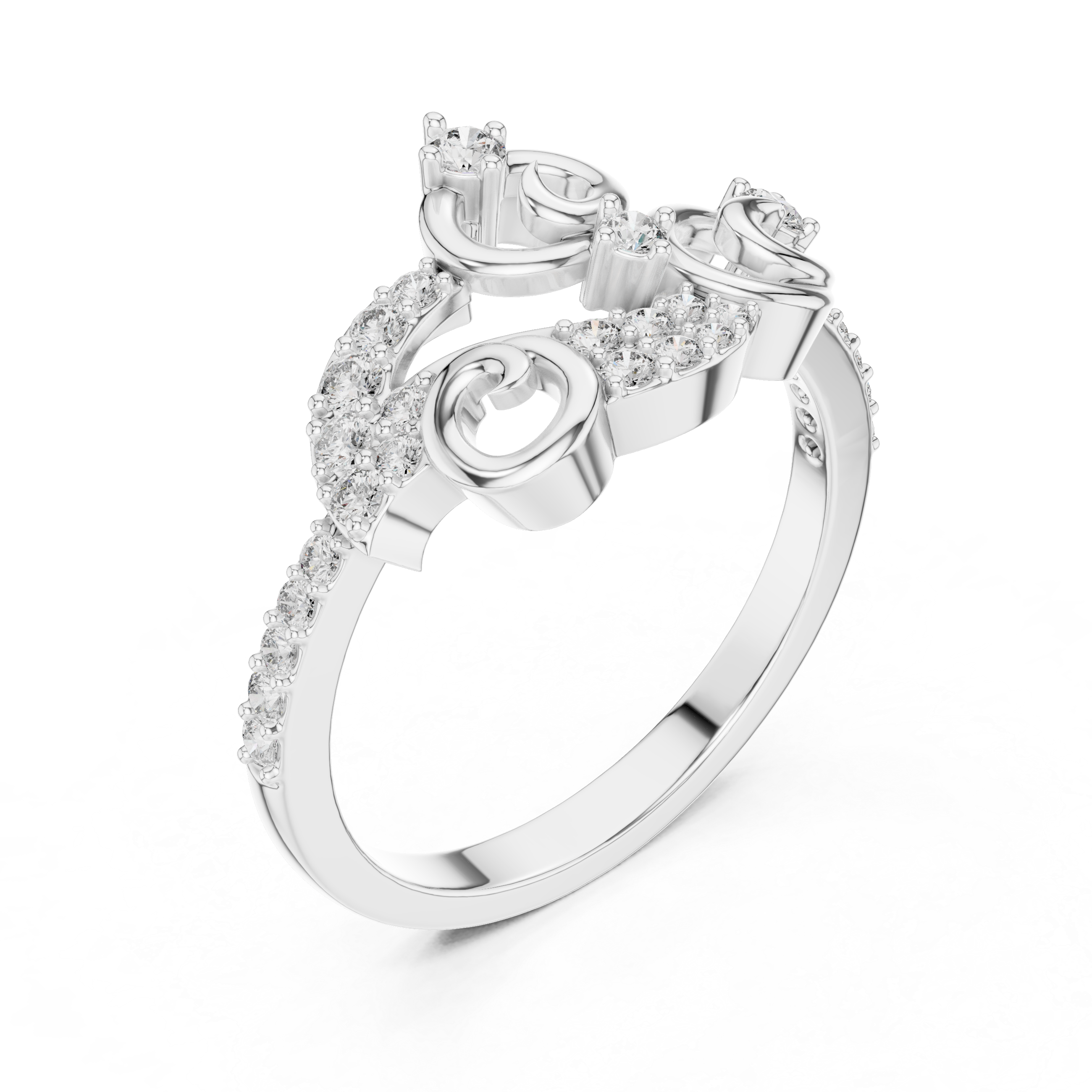 Rose Gold Diamond Floral Swirl Ring