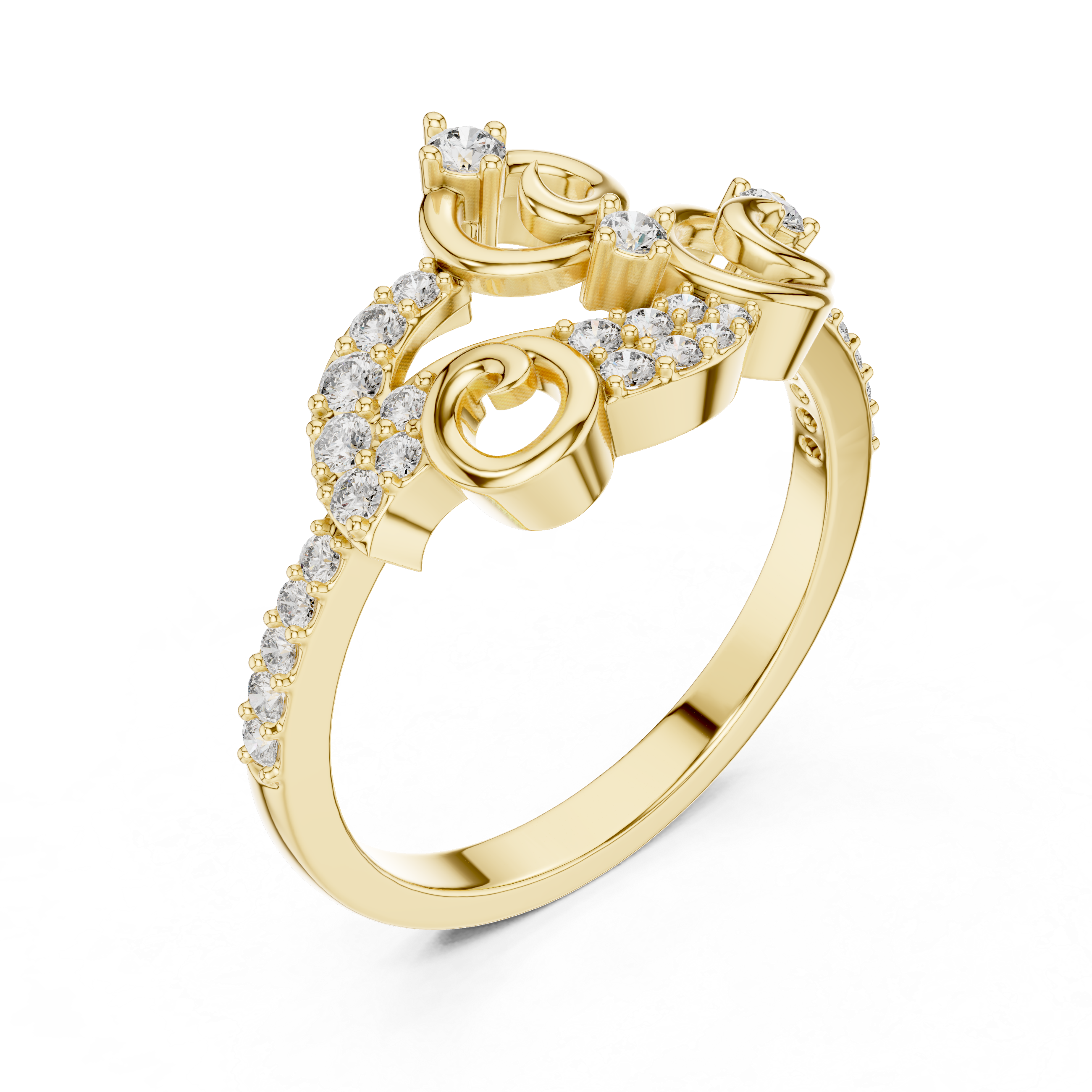 Rose Gold Diamond Floral Swirl Ring