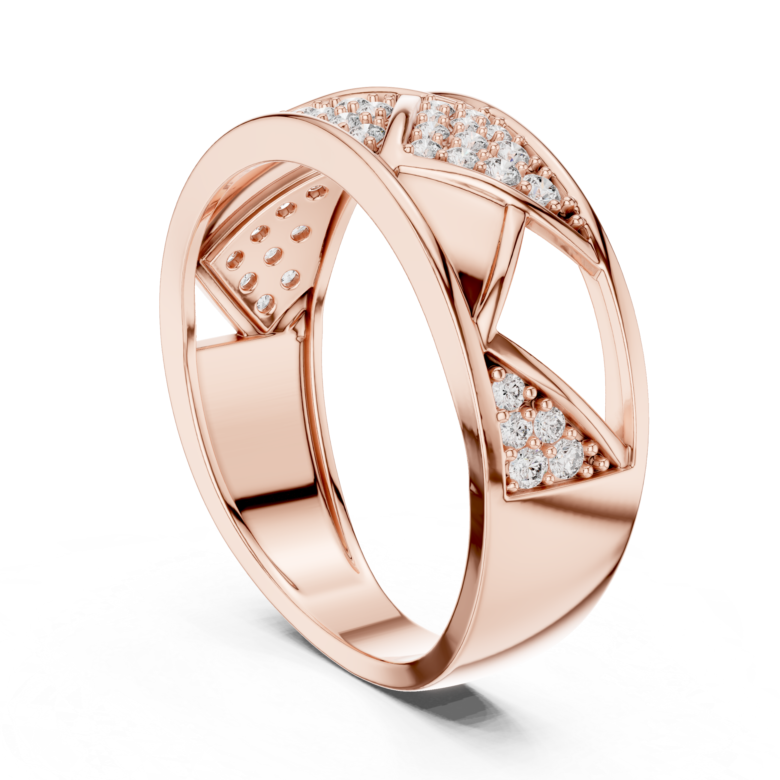 Golden Criss-Cross Diamond Band