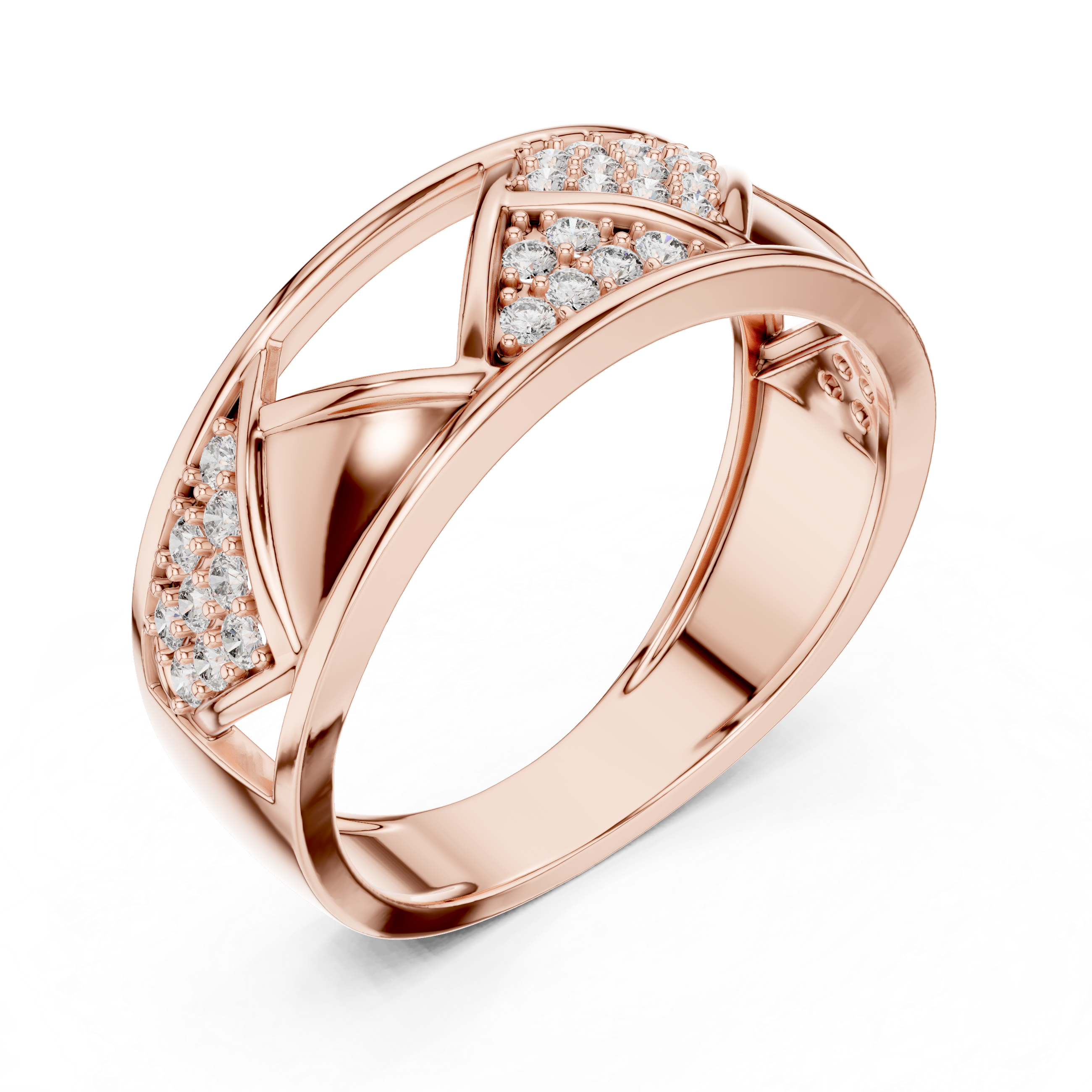 Golden Criss-Cross Diamond Band
