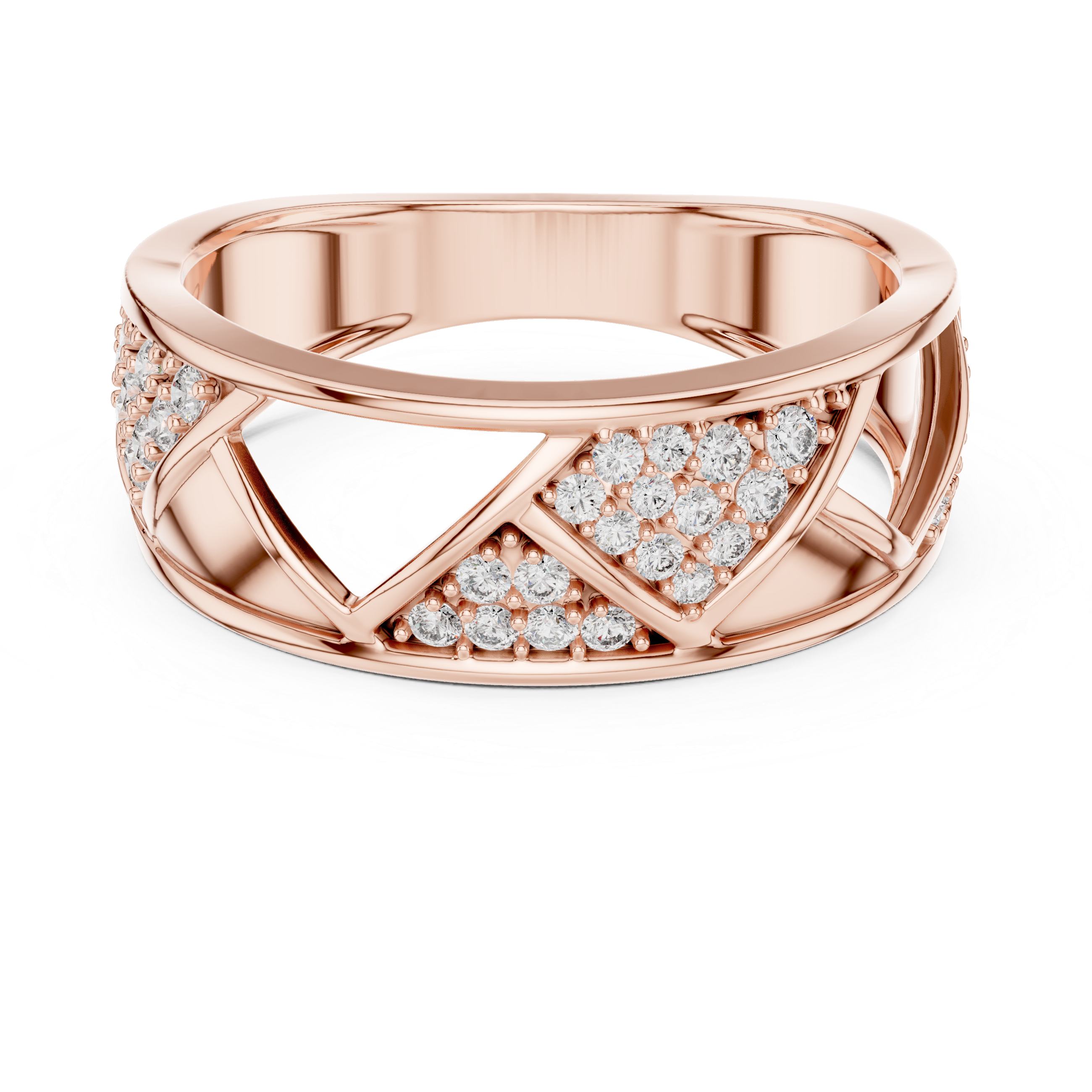 Golden Criss-Cross Diamond Band