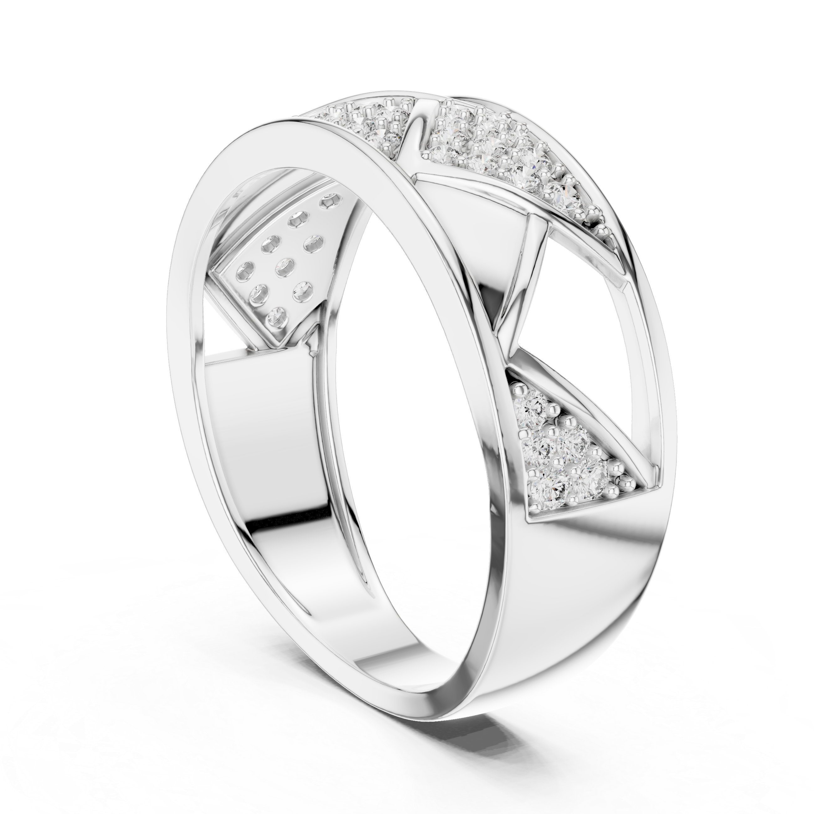 Golden Criss-Cross Diamond Band