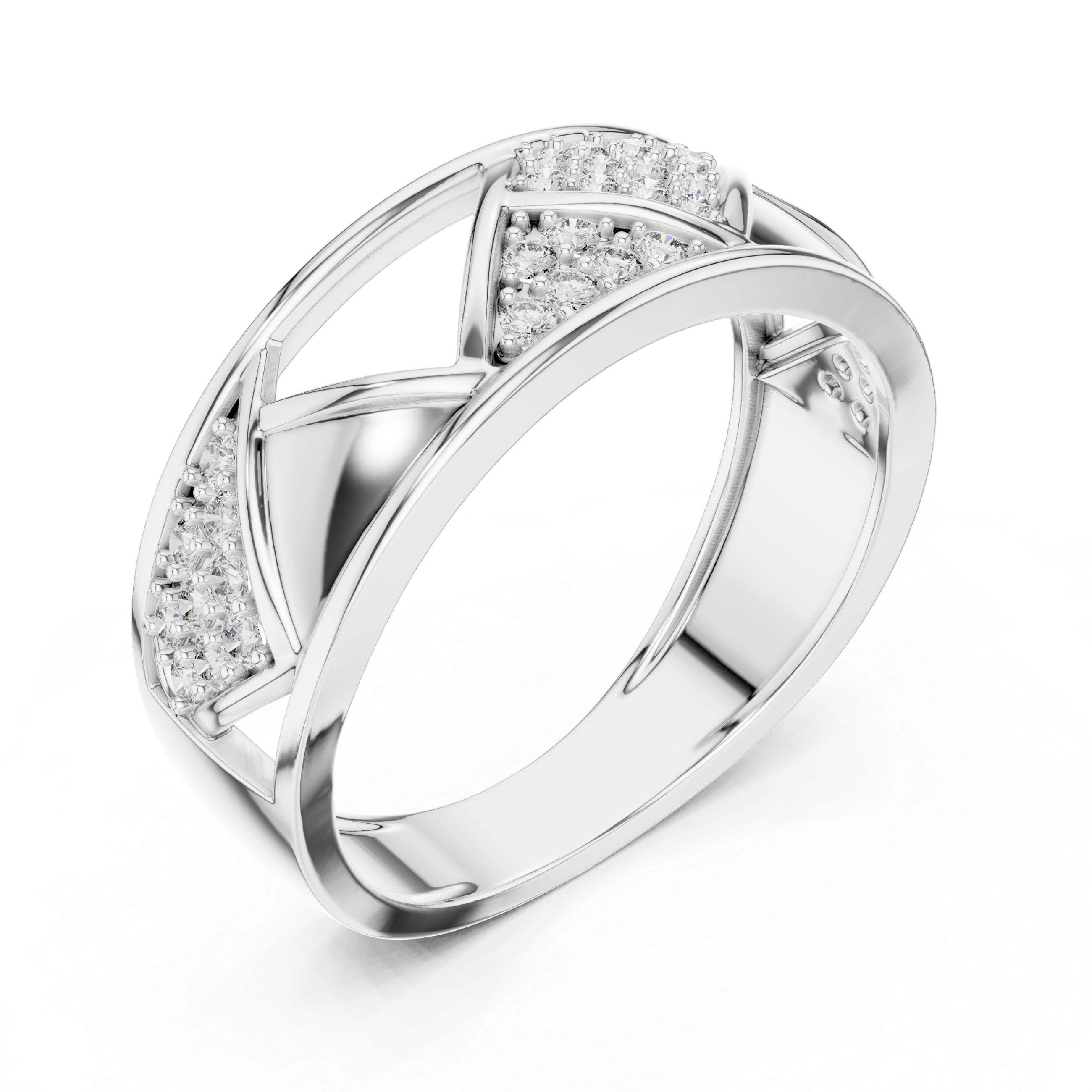 Golden Criss-Cross Diamond Band