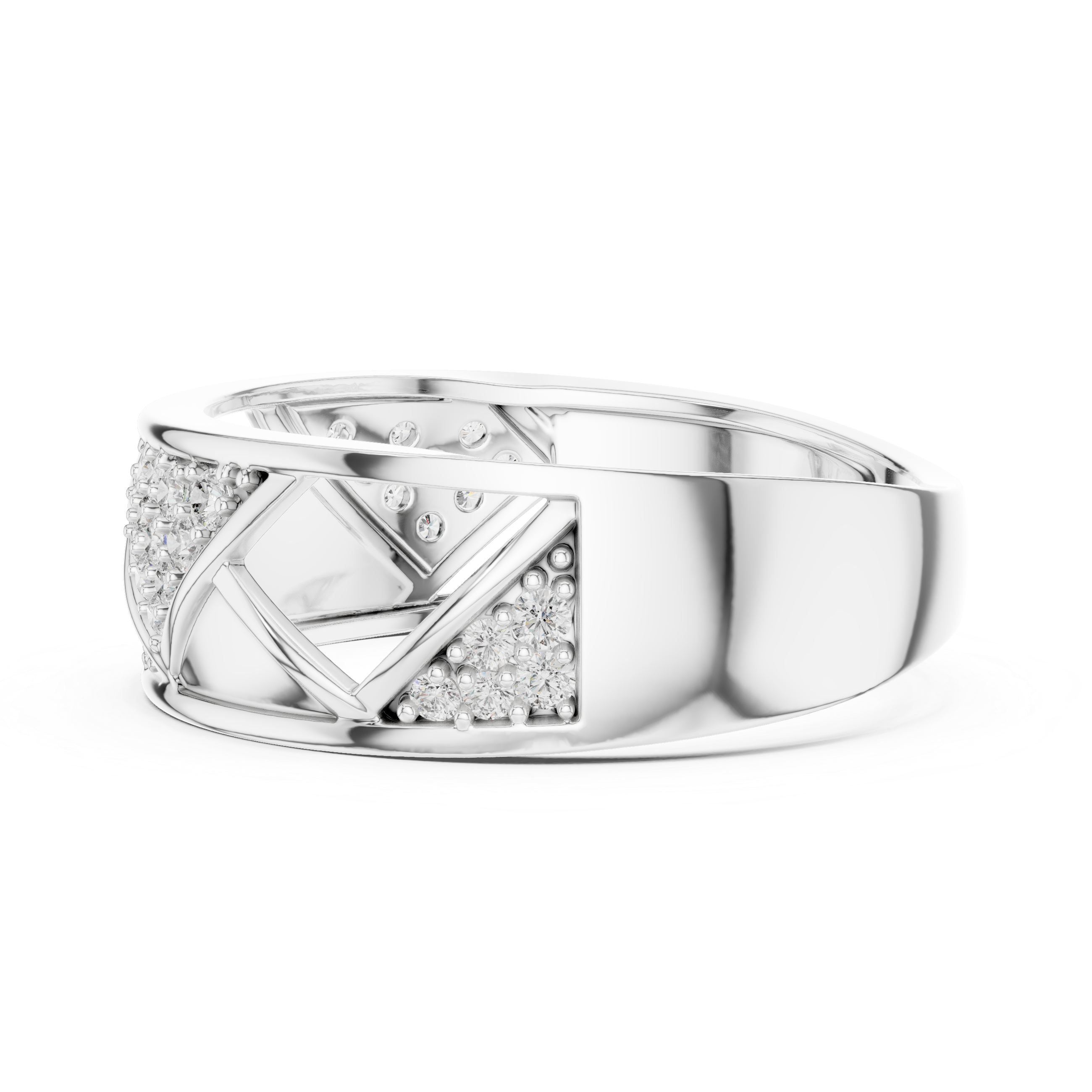Golden Criss-Cross Diamond Band