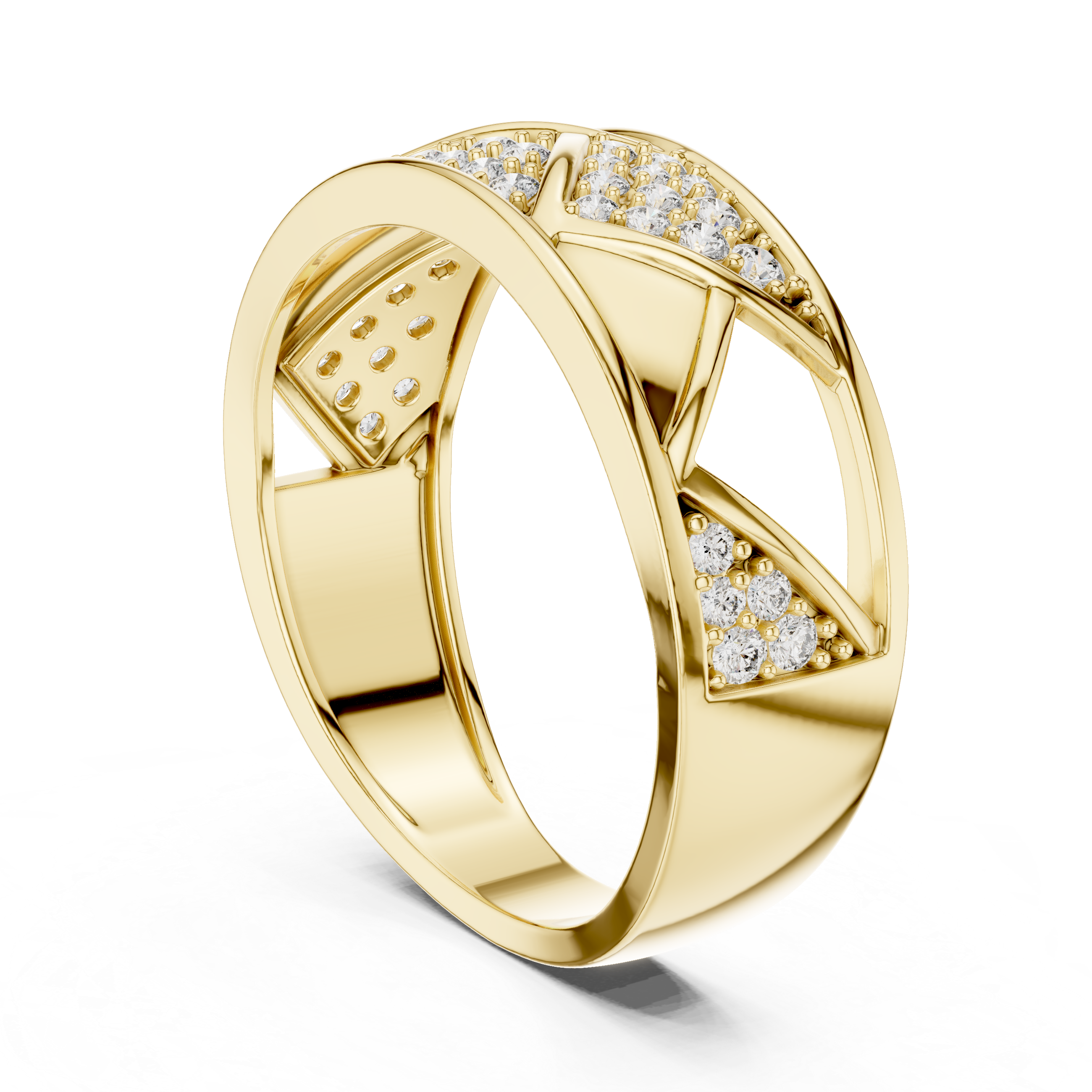Golden Criss-Cross Diamond Band