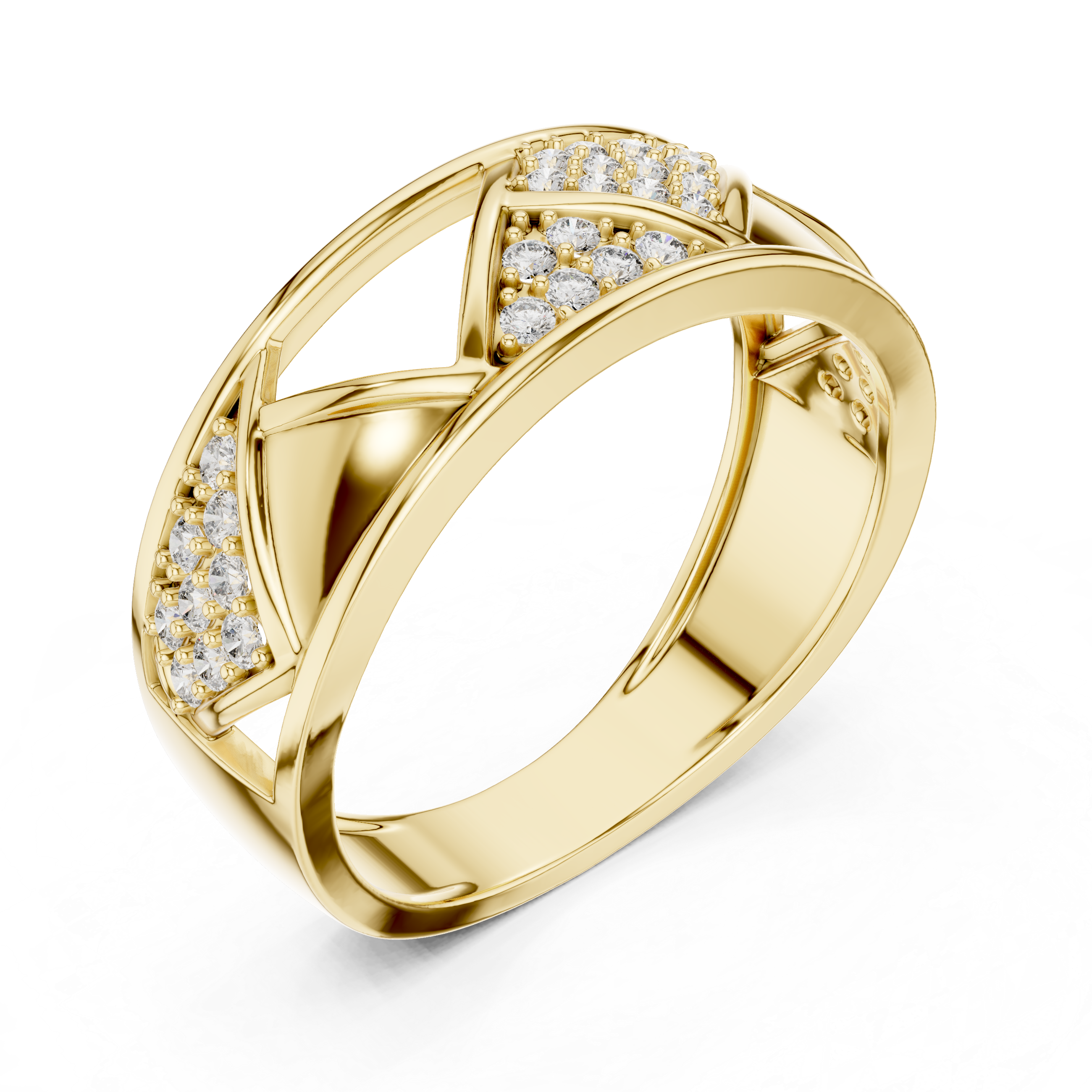 Golden Criss-Cross Diamond Band