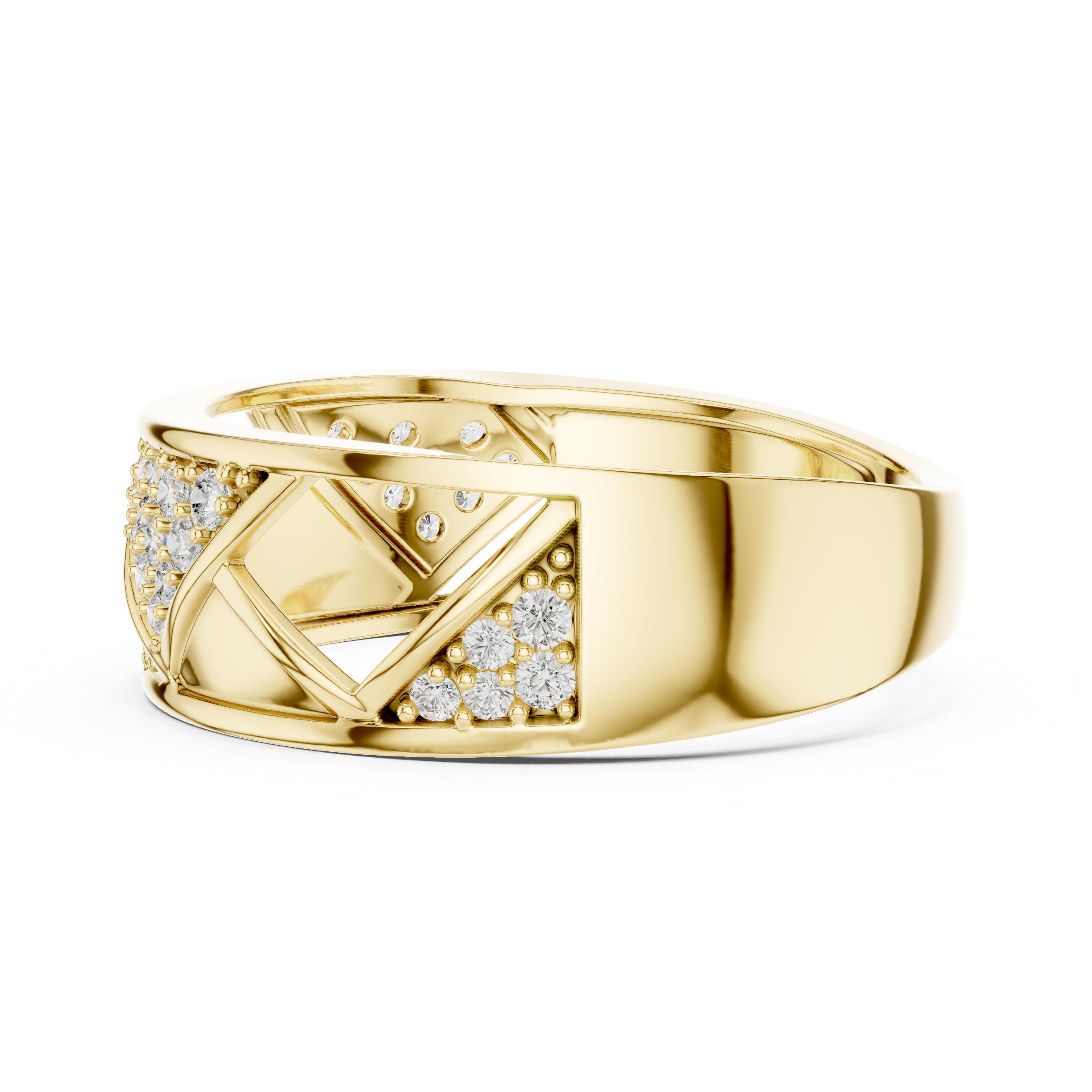 Golden Criss-Cross Diamond Band