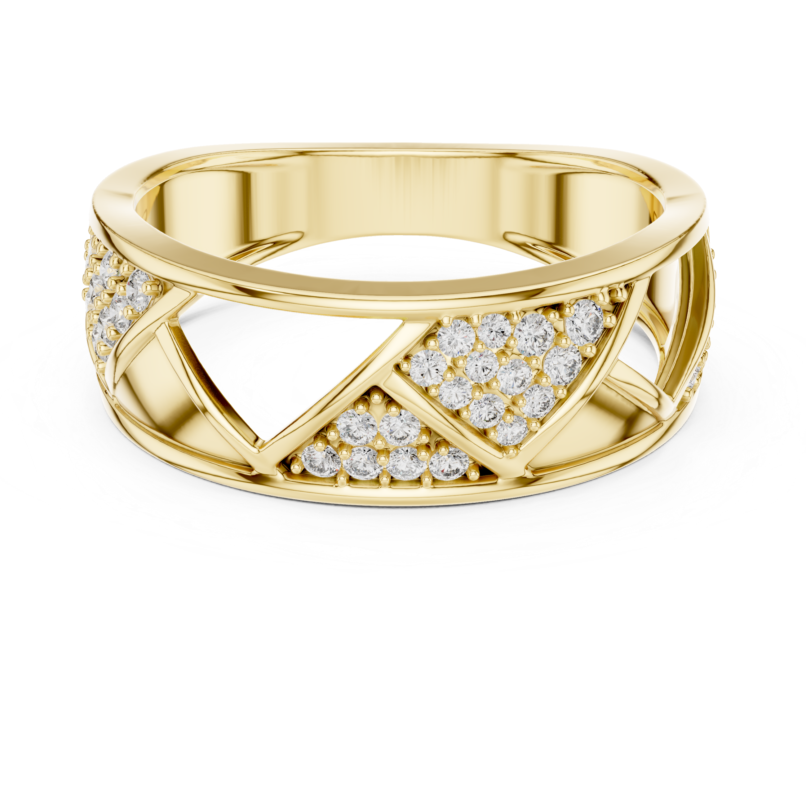 Golden Criss-Cross Diamond Band