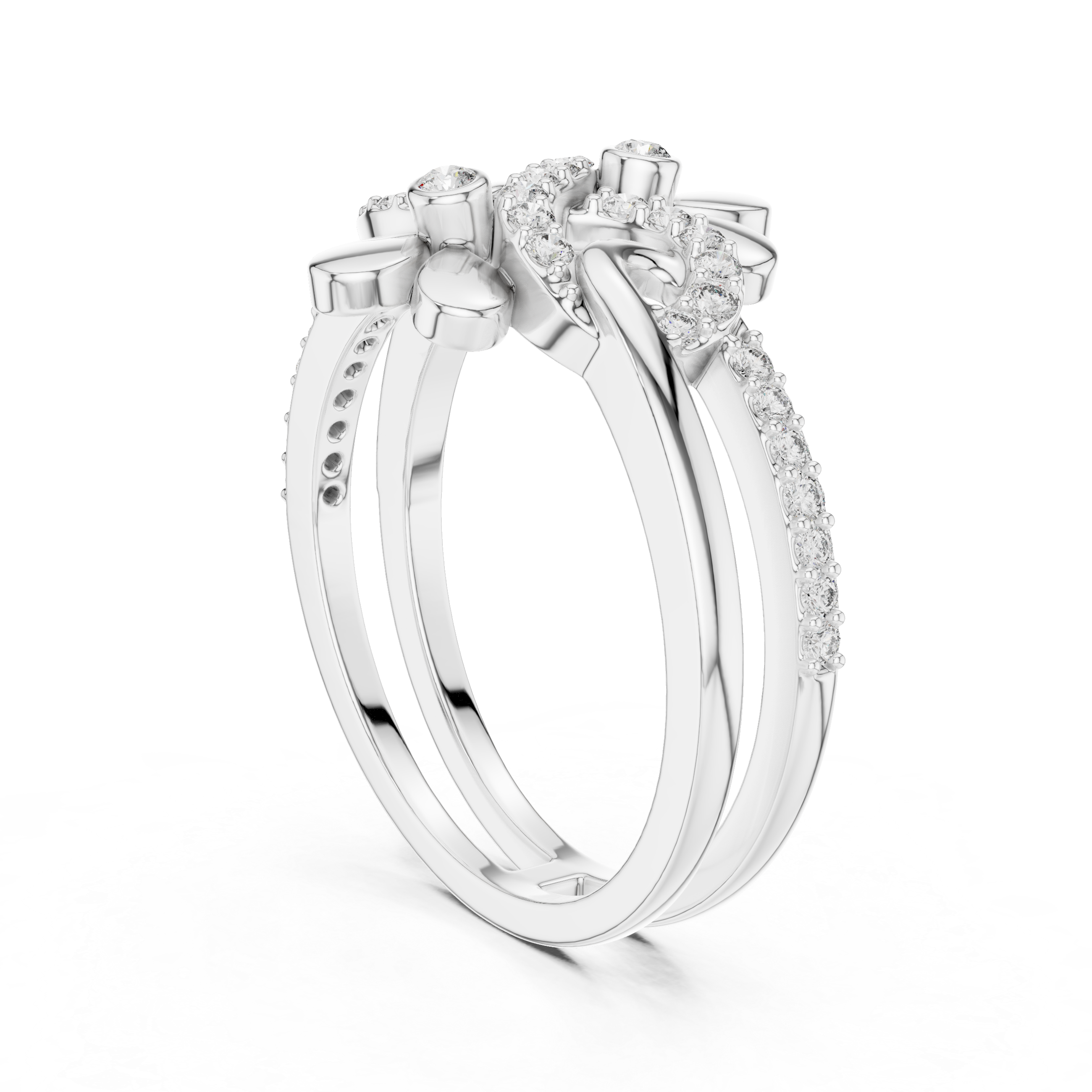 Sparkling Floral Vine Rose Gold Ring