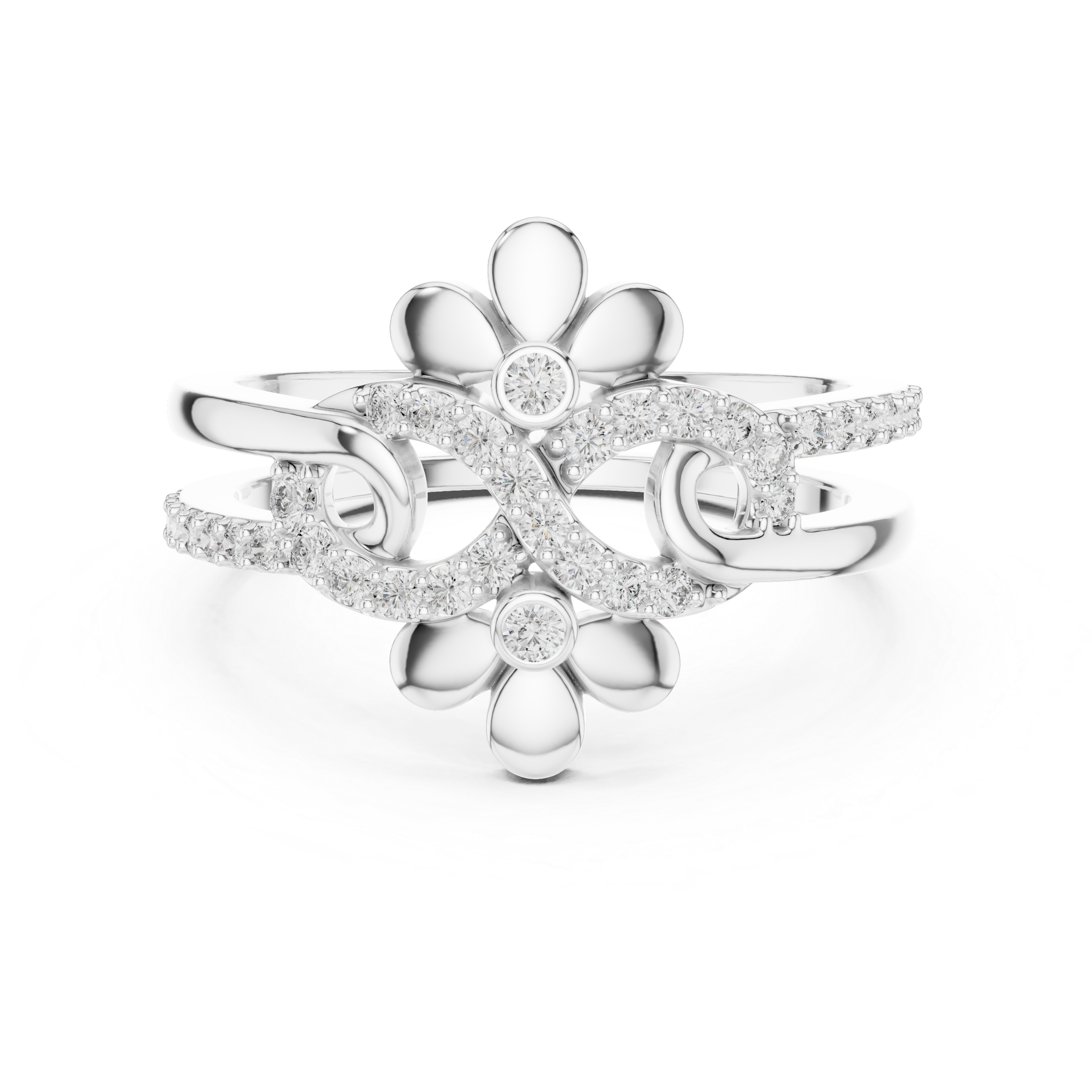 Sparkling Floral Vine Rose Gold Ring