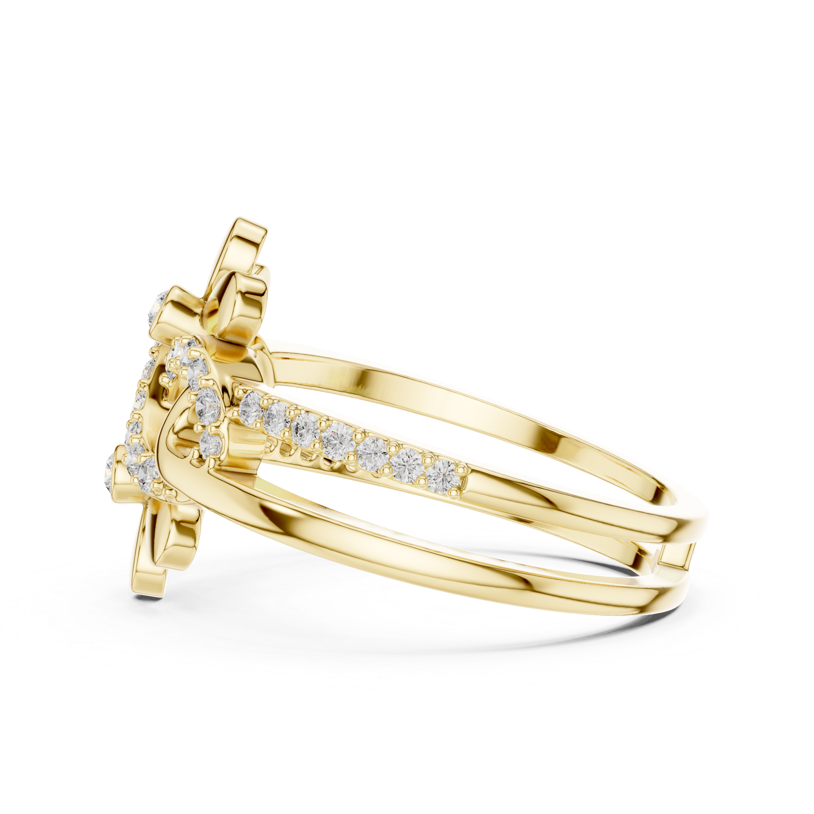 Sparkling Floral Vine Rose Gold Ring