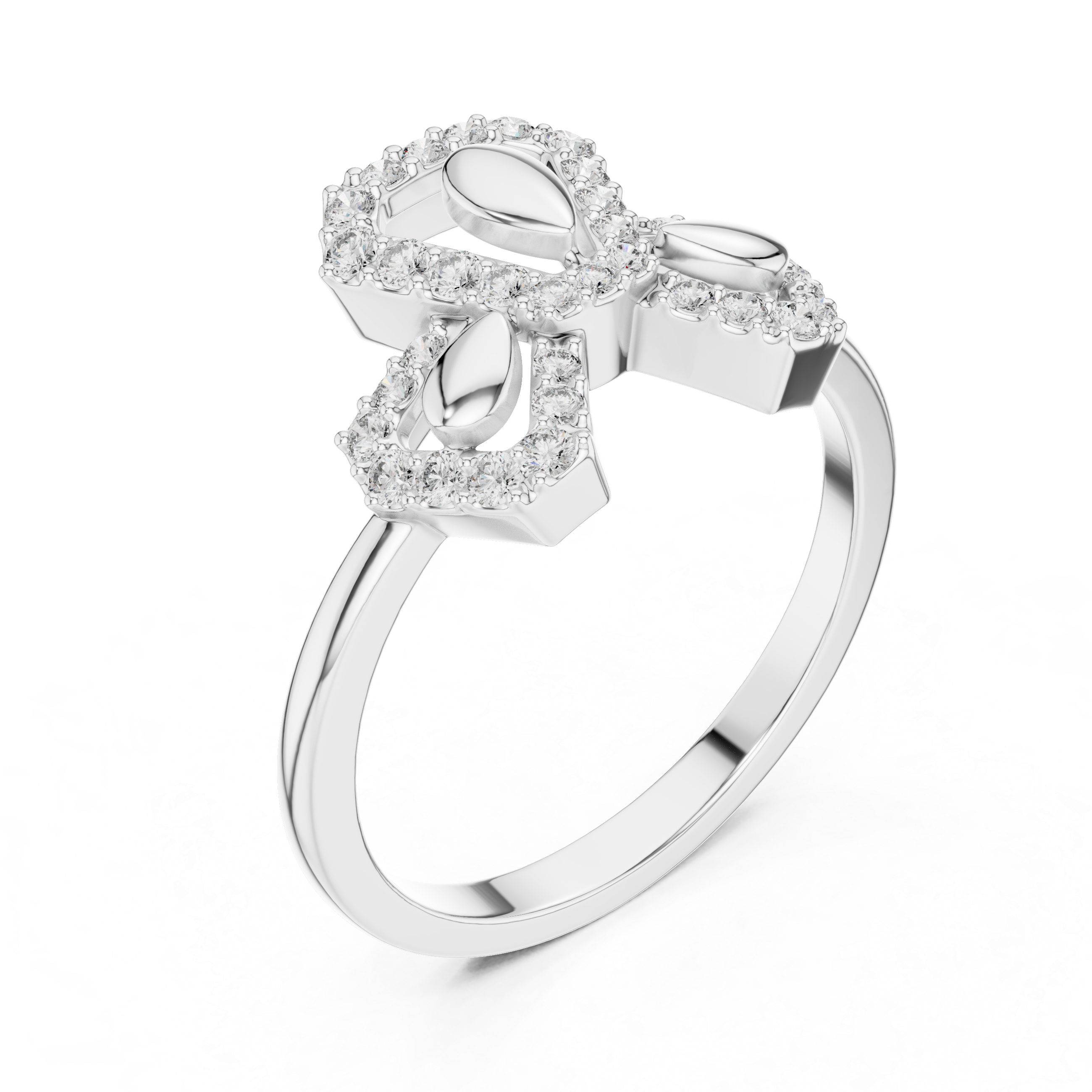 Shimmering Diamond Leaf Trio Gold Ring