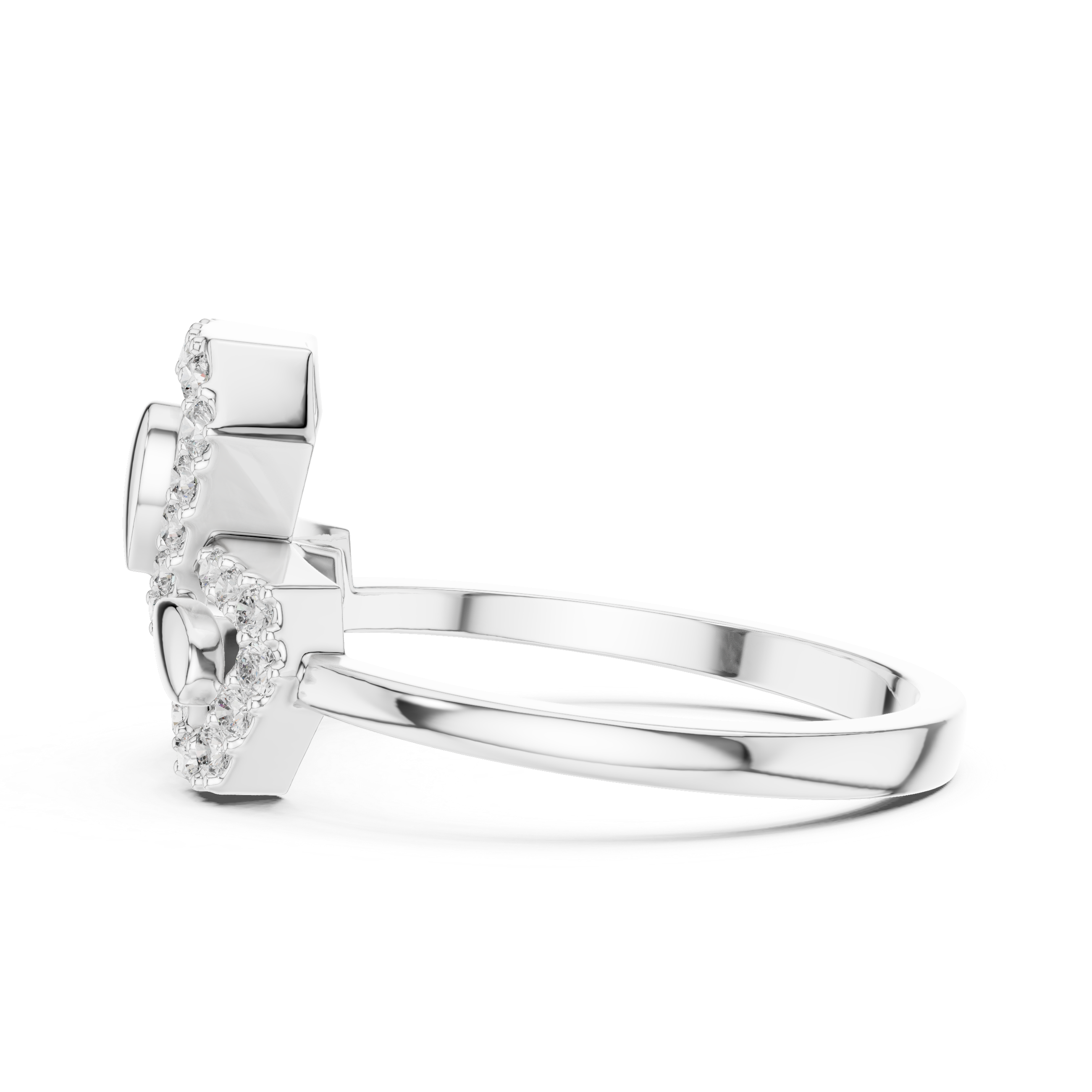 Shimmering Diamond Leaf Trio Gold Ring