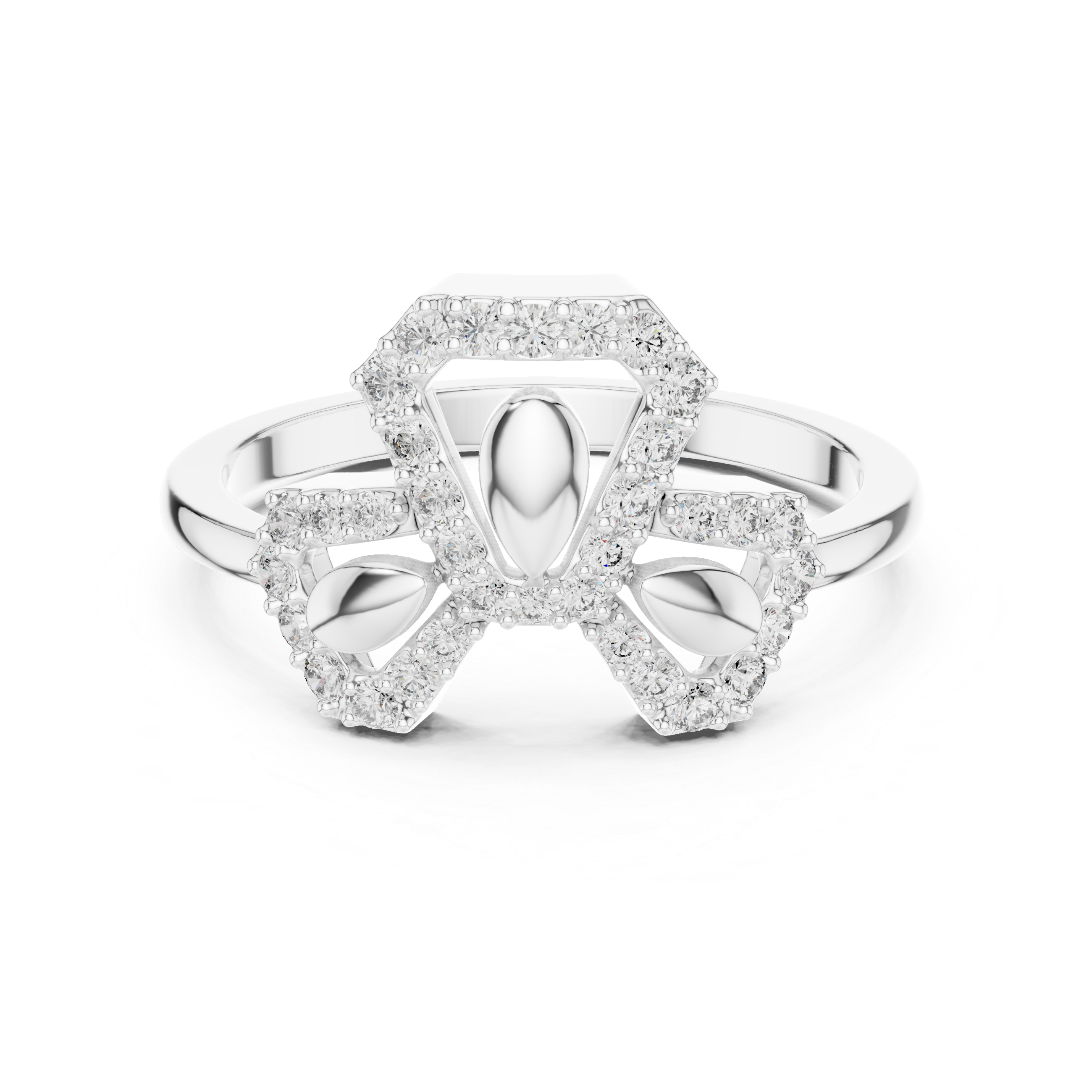 Shimmering Diamond Leaf Trio Gold Ring