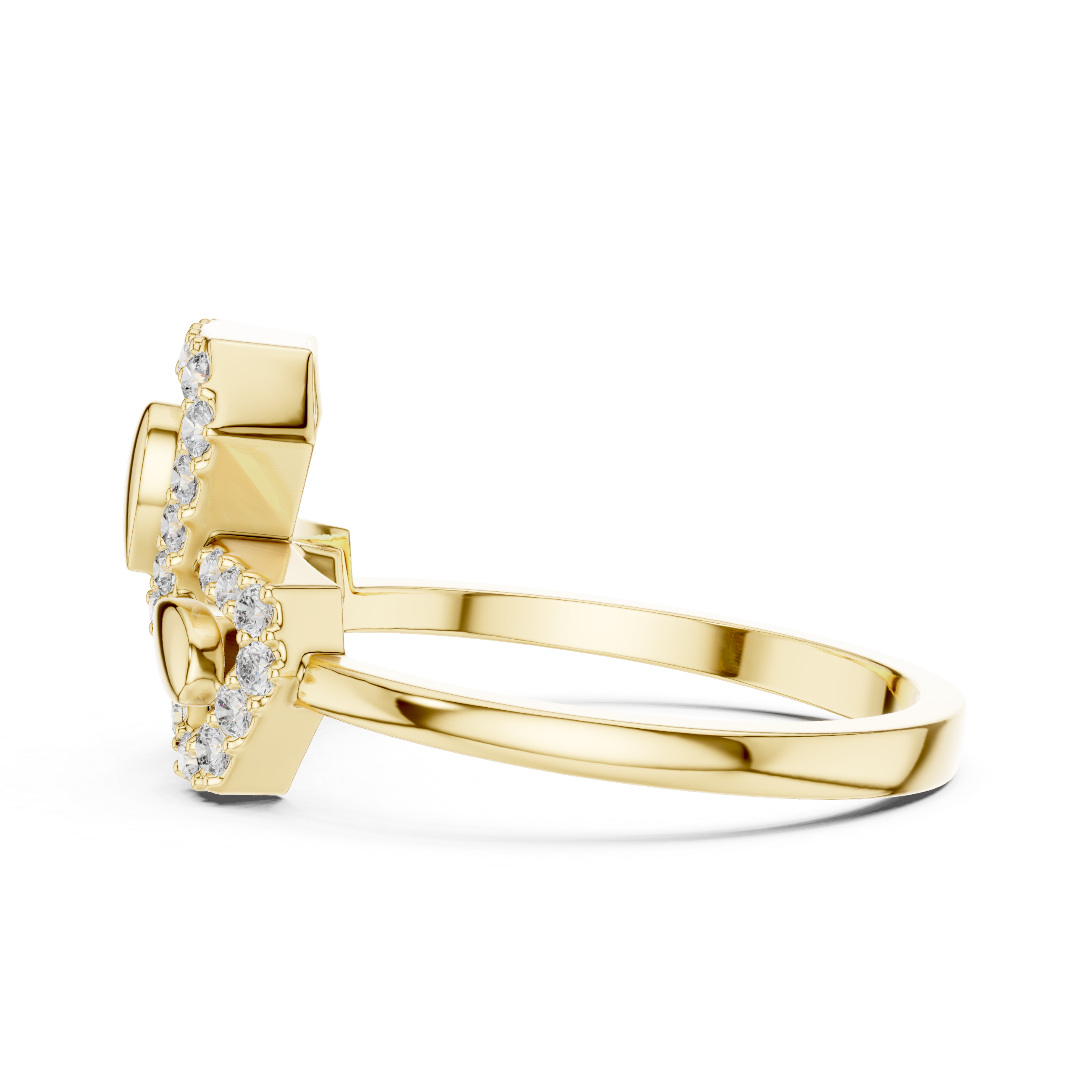 Shimmering Diamond Leaf Trio Gold Ring
