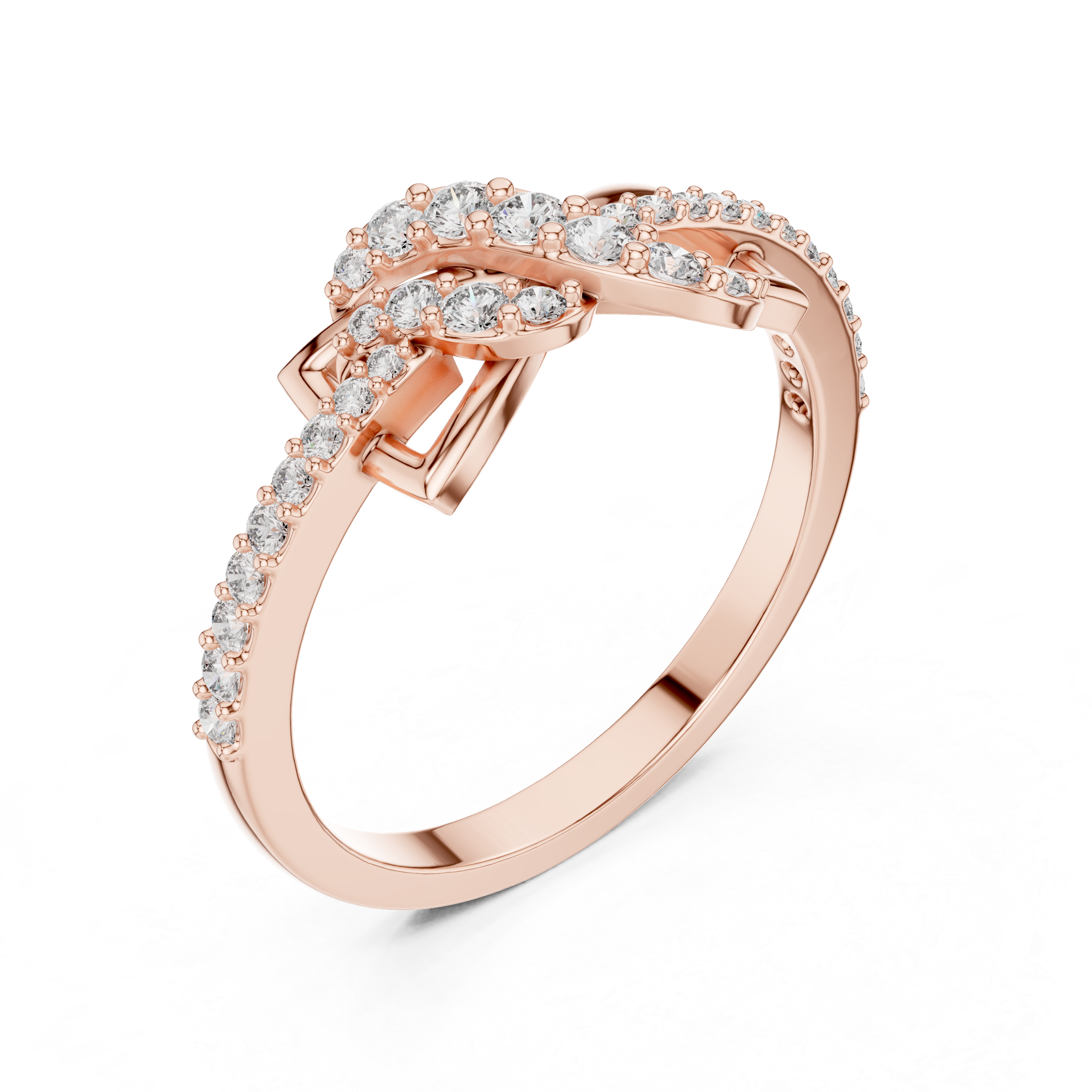 Delicate Diamond-Encrusted Leaf Gold Ring