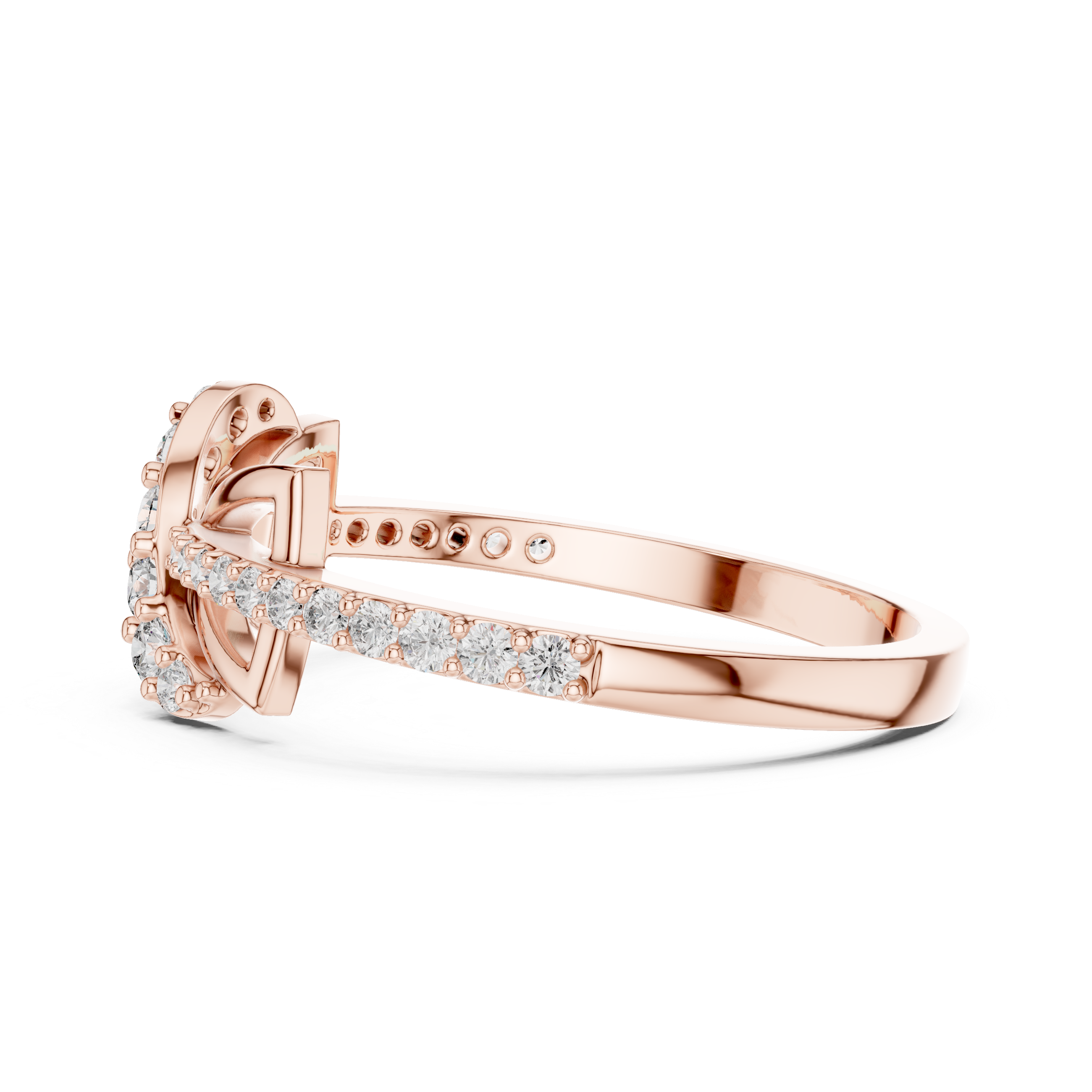 Delicate Diamond-Encrusted Leaf Gold Ring