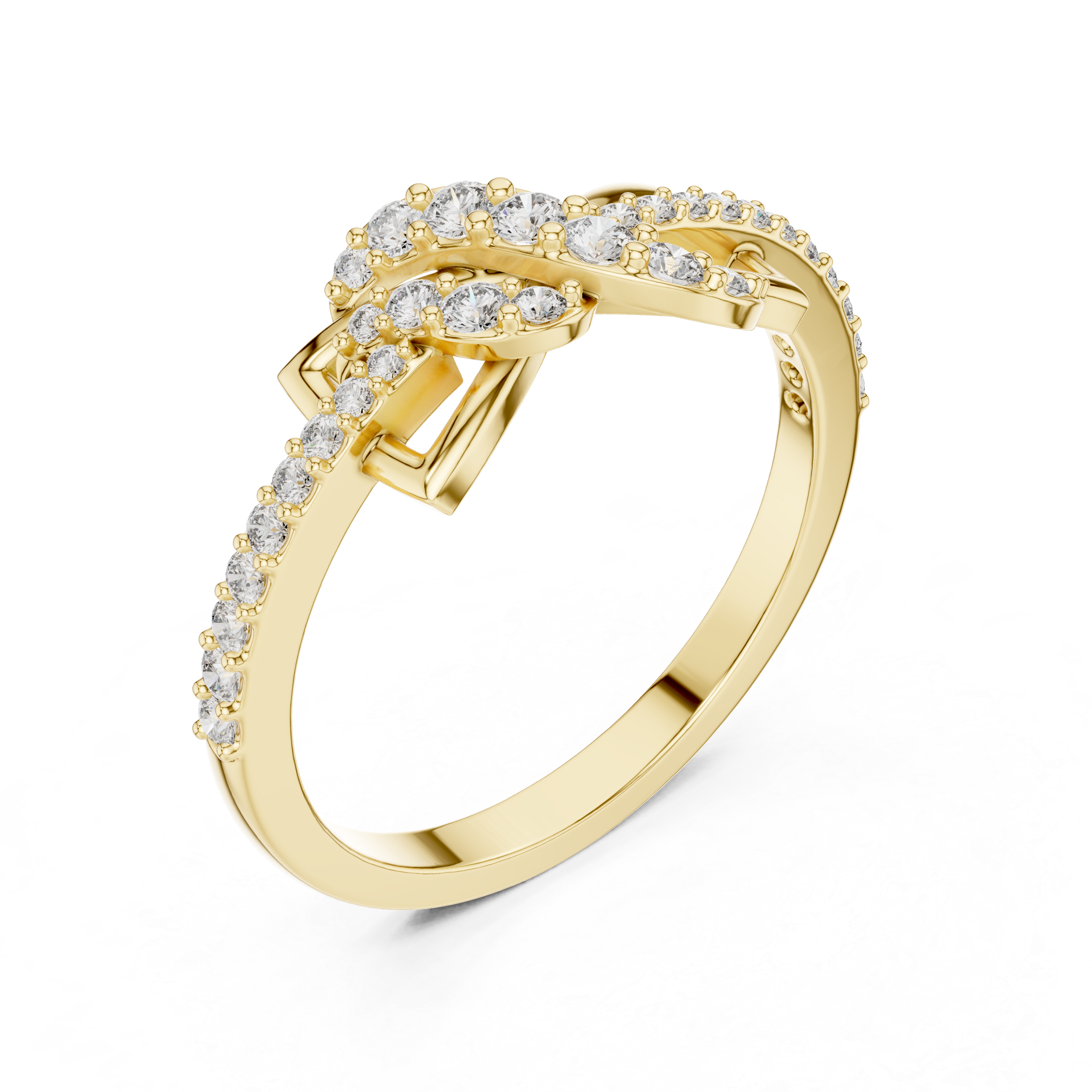 Delicate Diamond-Encrusted Leaf Gold Ring