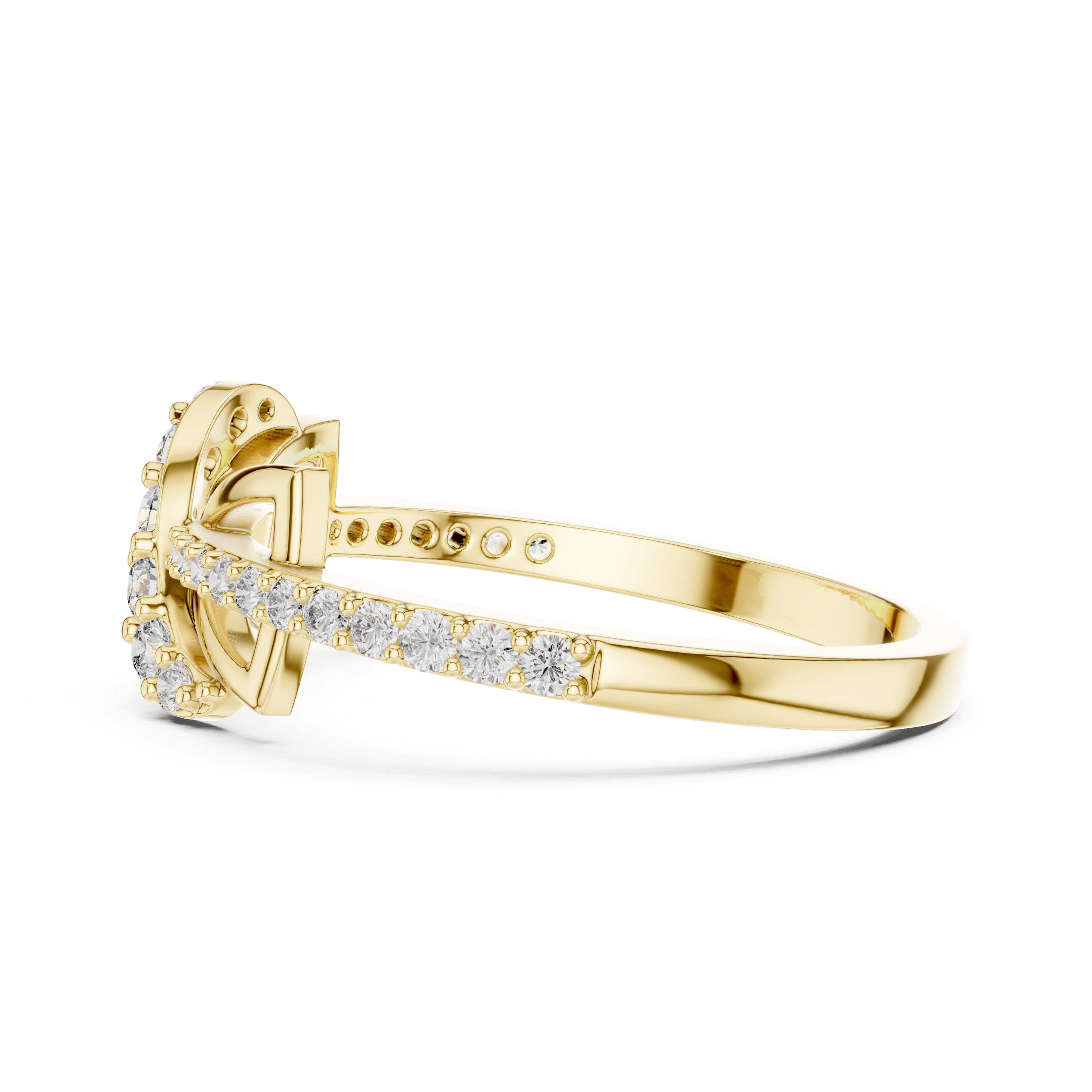 Delicate Diamond-Encrusted Leaf Gold Ring