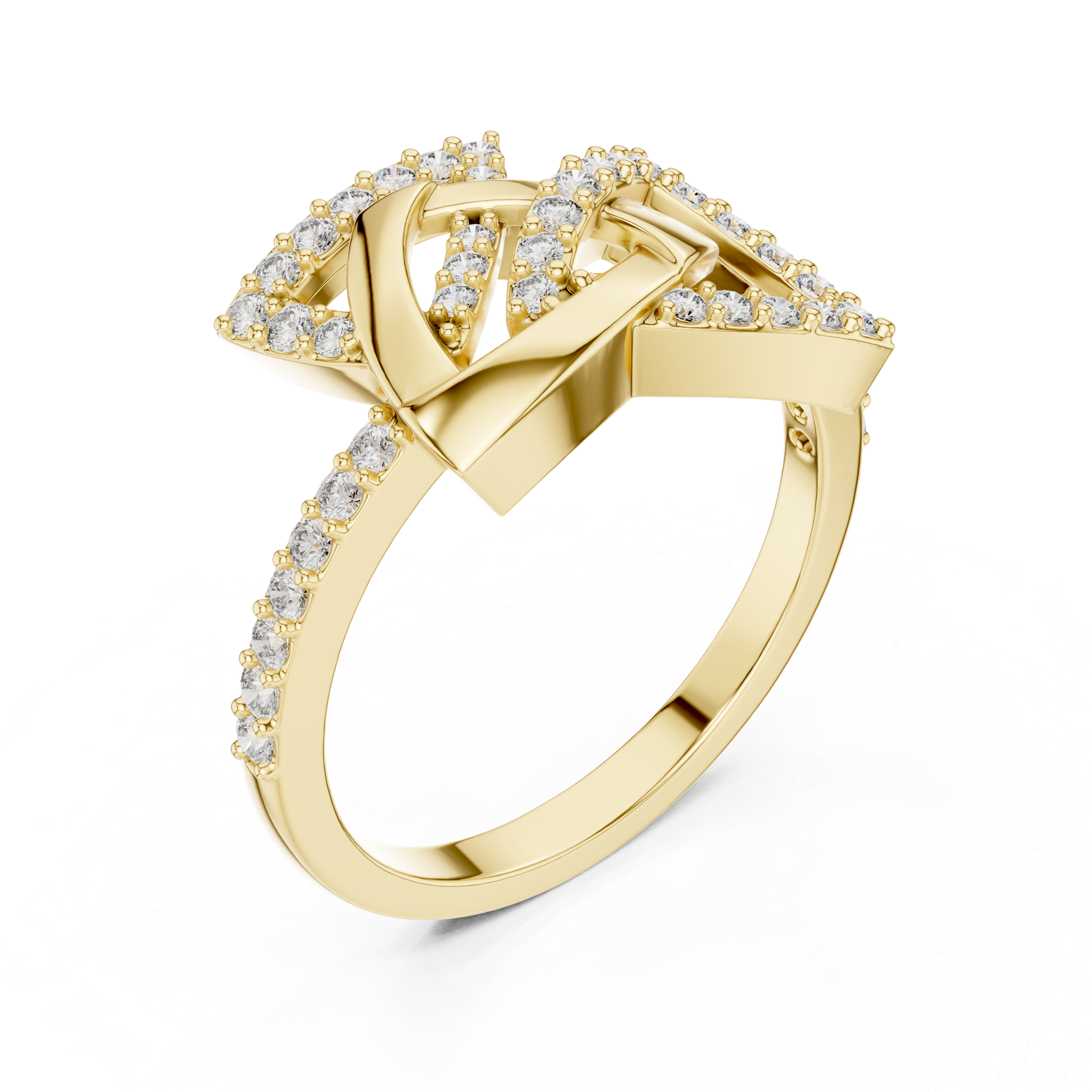 Unique Yellow Gold and Diamond Fashion Ring