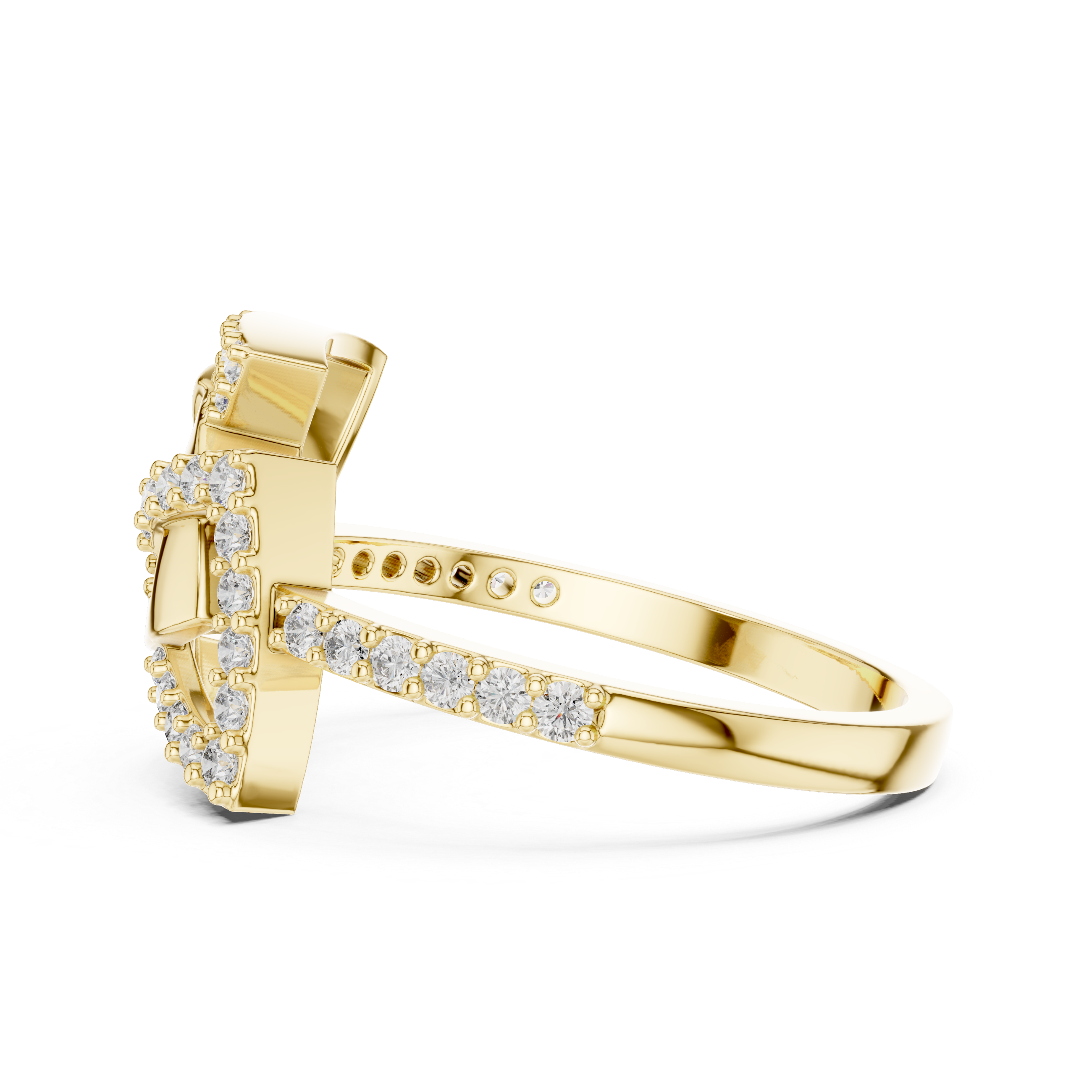 Unique Yellow Gold and Diamond Fashion Ring