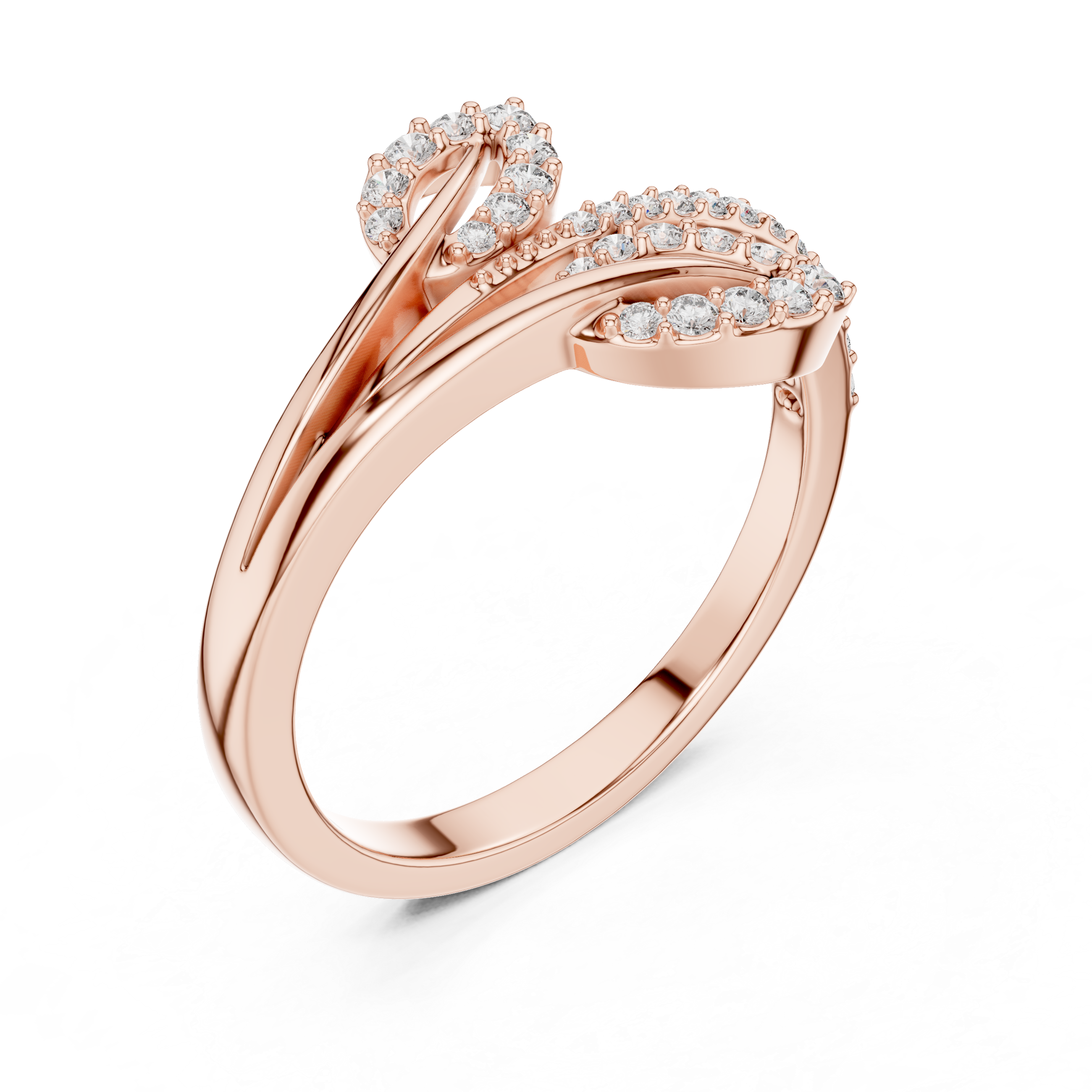 Glowing Horizon Leaf and Diamond Ring