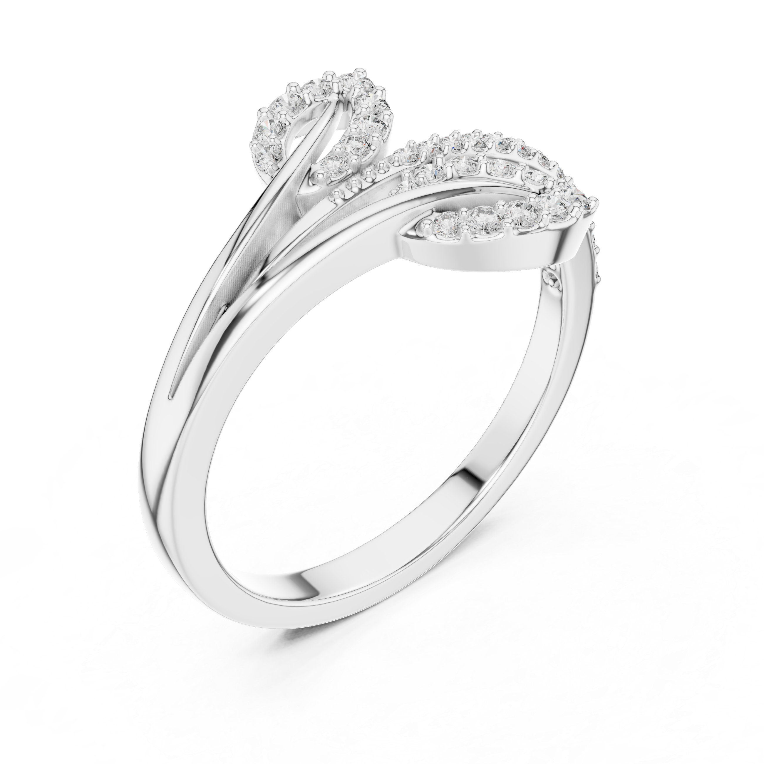 Glowing Horizon Leaf and Diamond Ring