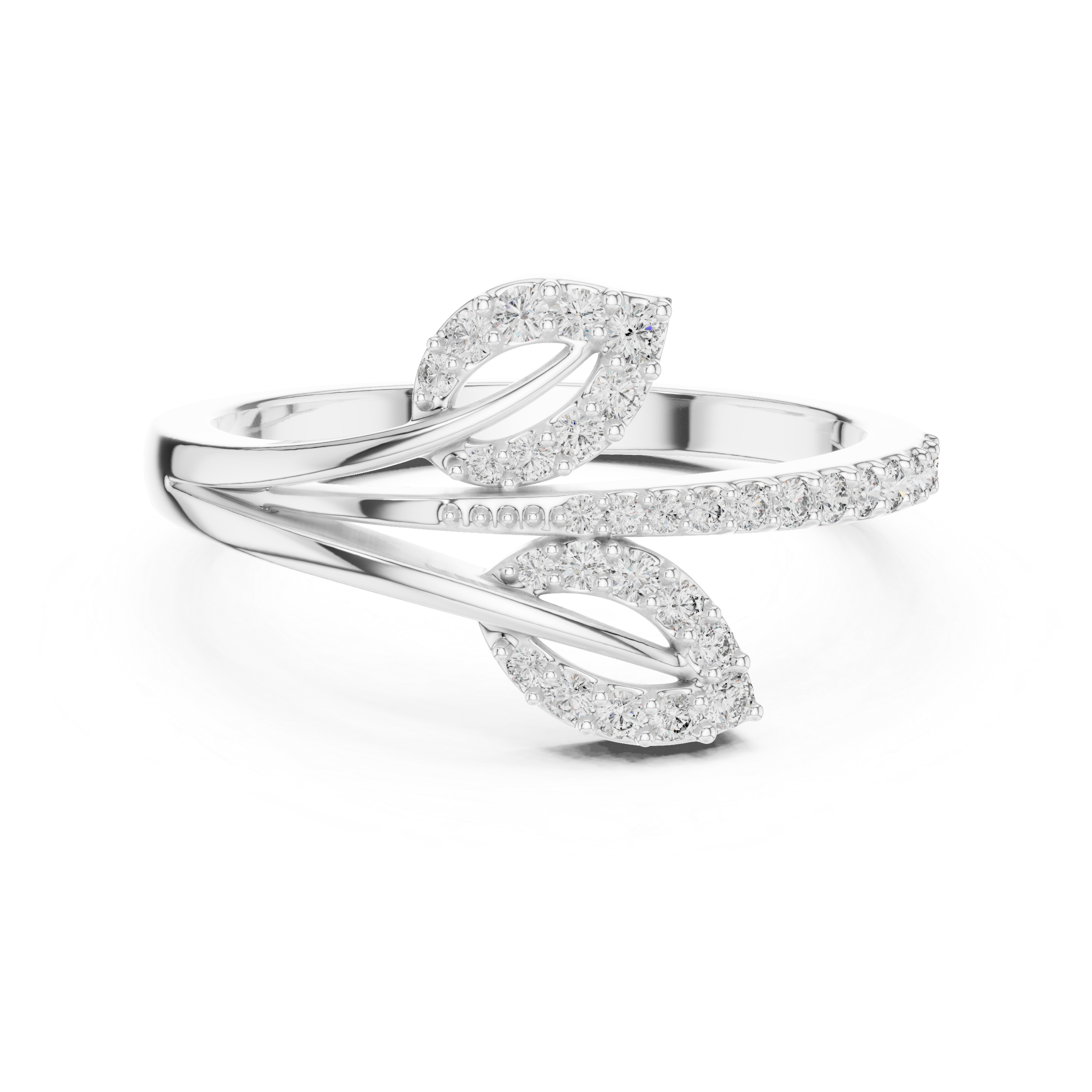Glowing Horizon Leaf and Diamond Ring