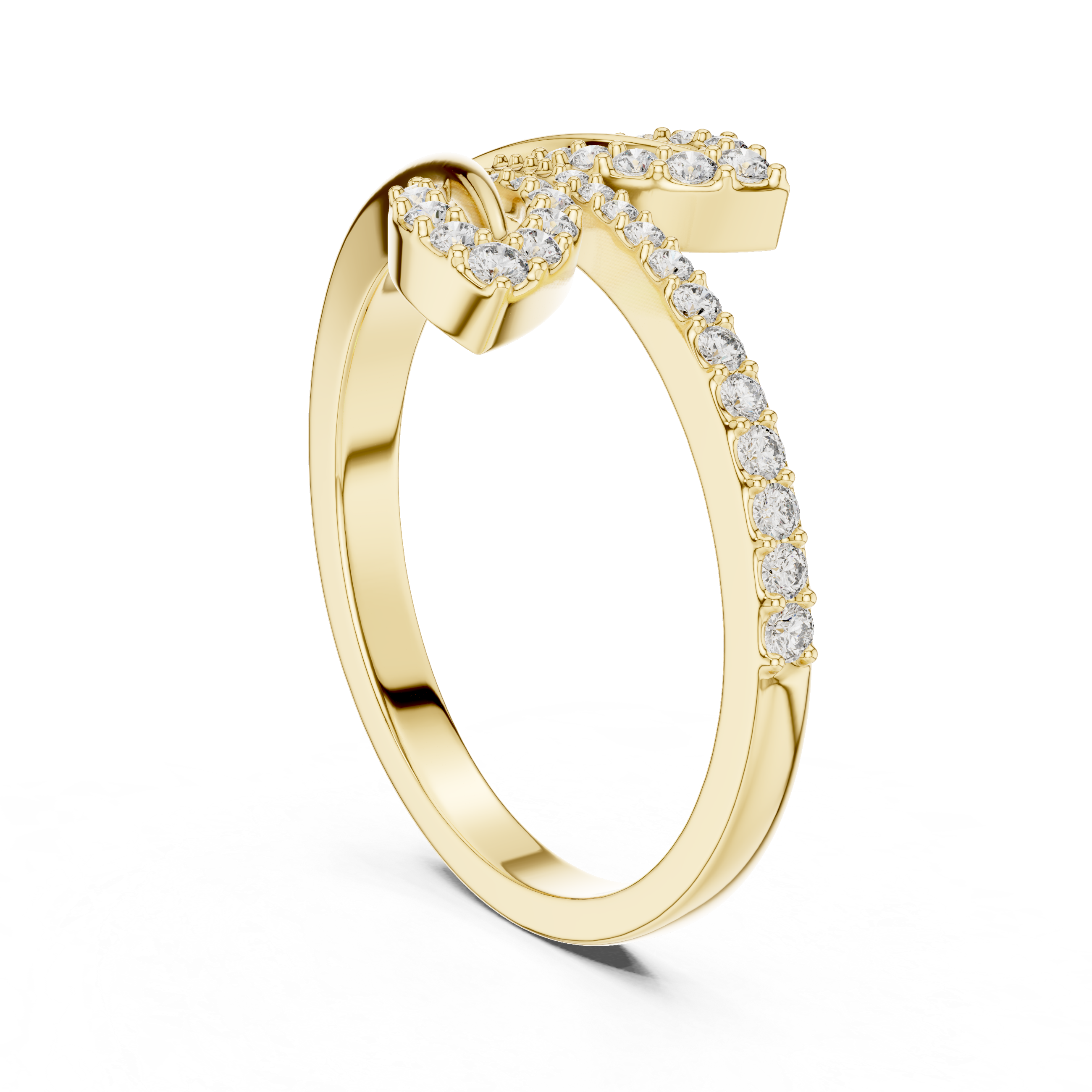 Glowing Horizon Leaf and Diamond Ring